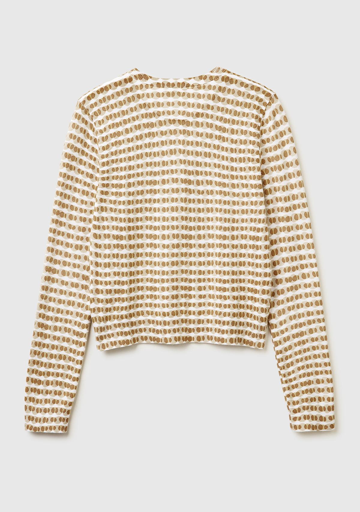 Kadın Krem Viskoz Karışımlı Tamamı Desenli Düğmeli Hırka