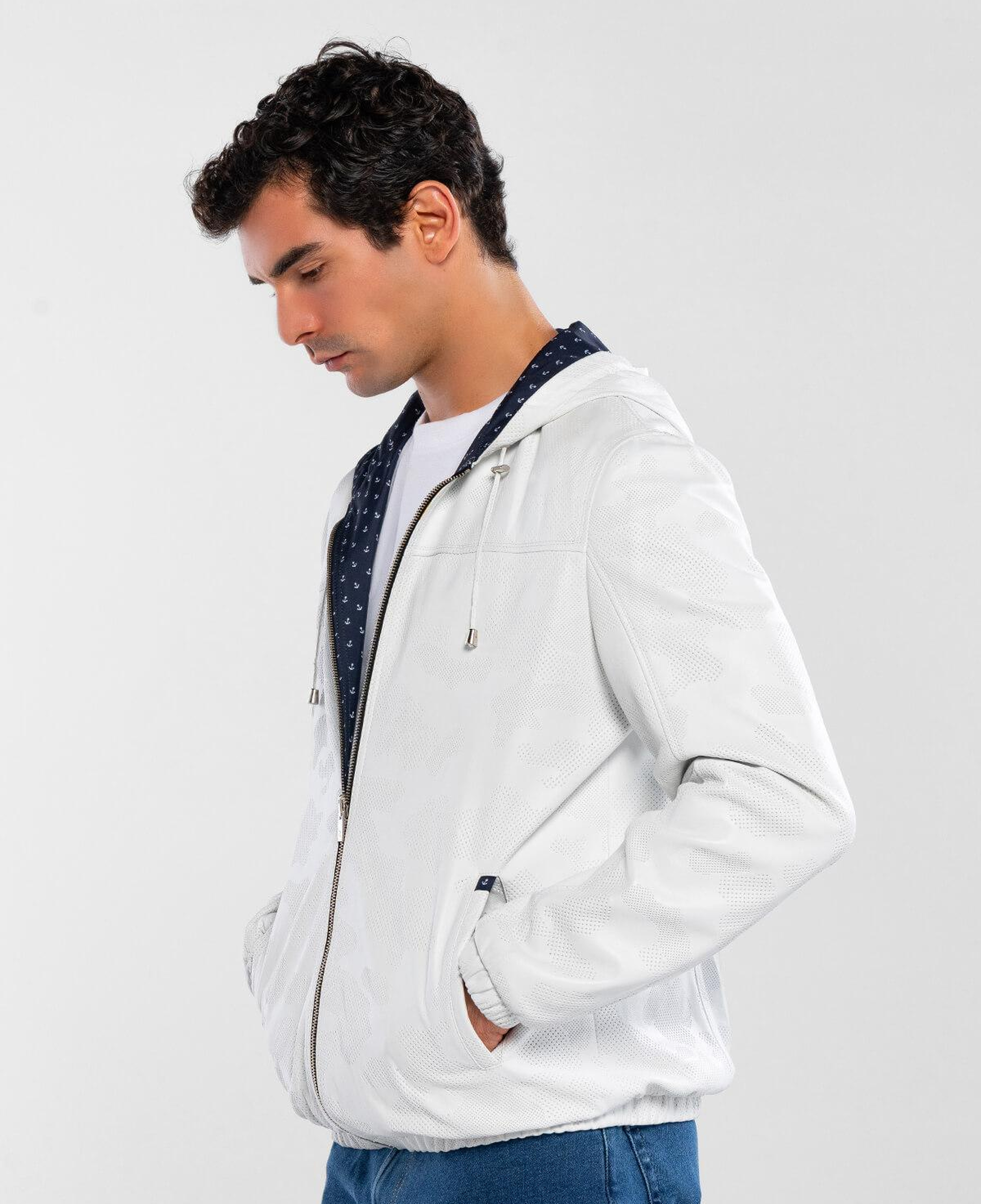 Tamer Tanca Erkek Hakiki Deri Beyaz Deri Mont