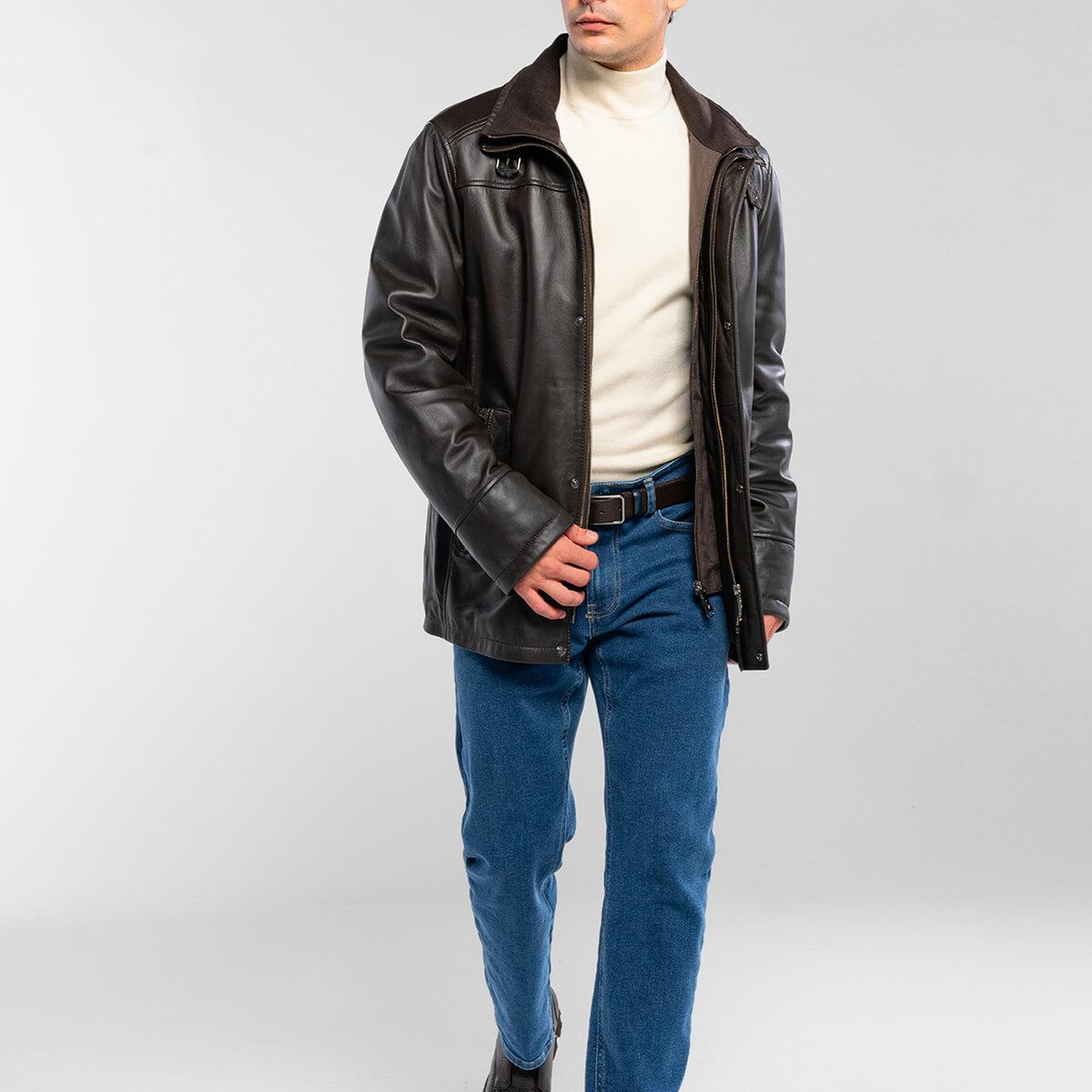 Tamer Tanca Erkek Hakiki Deri Kahverengi Deri Mont