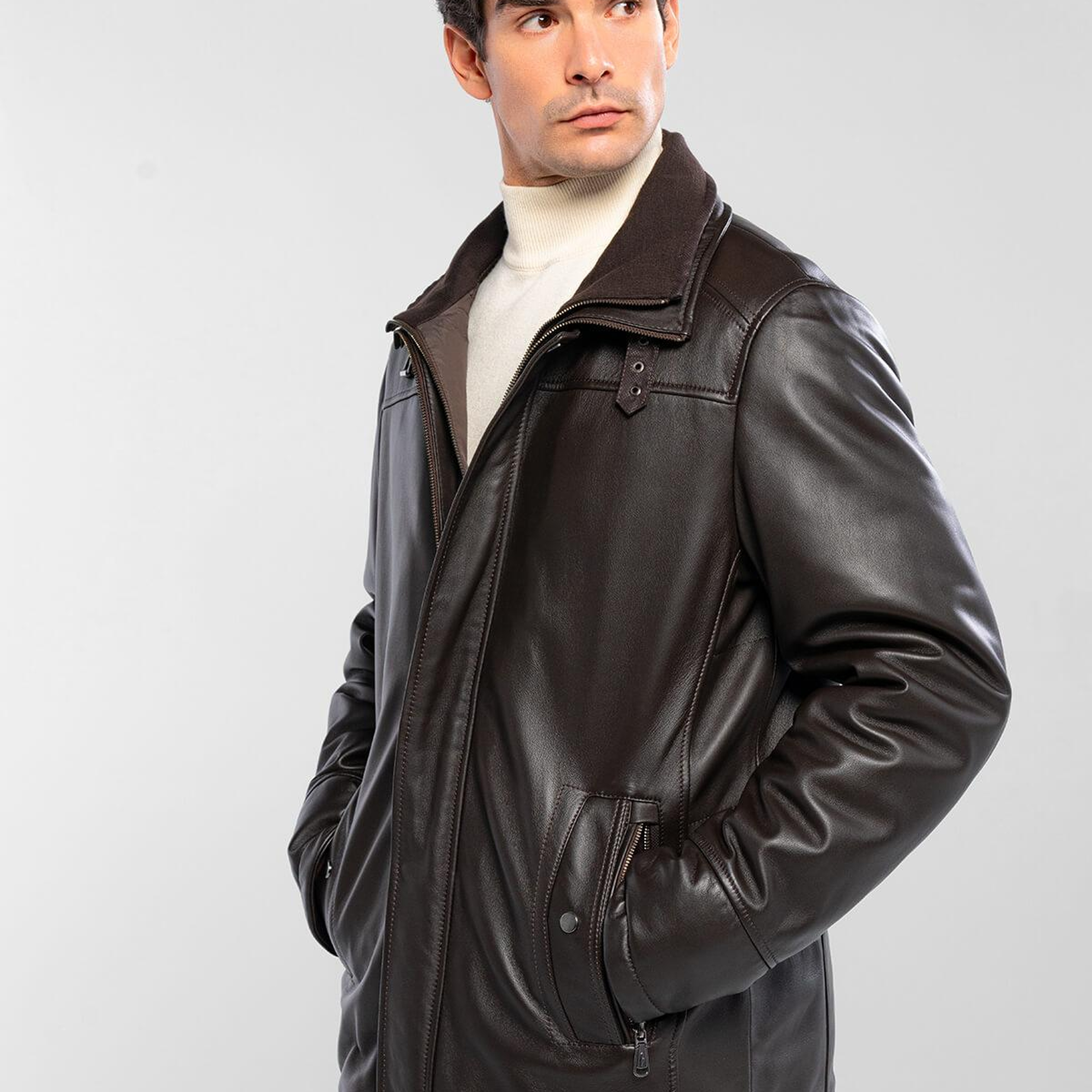 Tamer Tanca Erkek Hakiki Deri Kahverengi Deri Mont