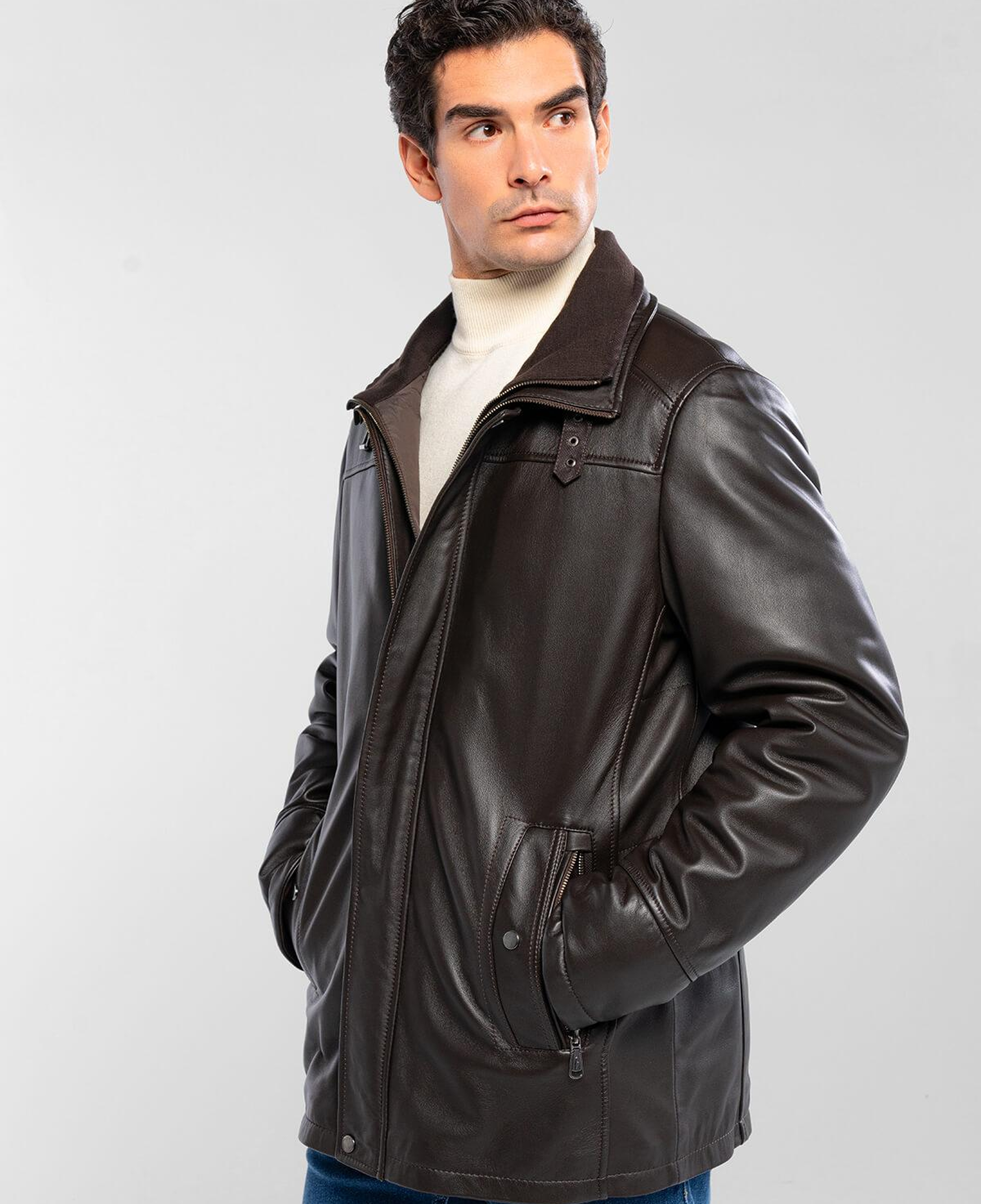 Tamer Tanca Erkek Hakiki Deri Kahverengi Deri Mont