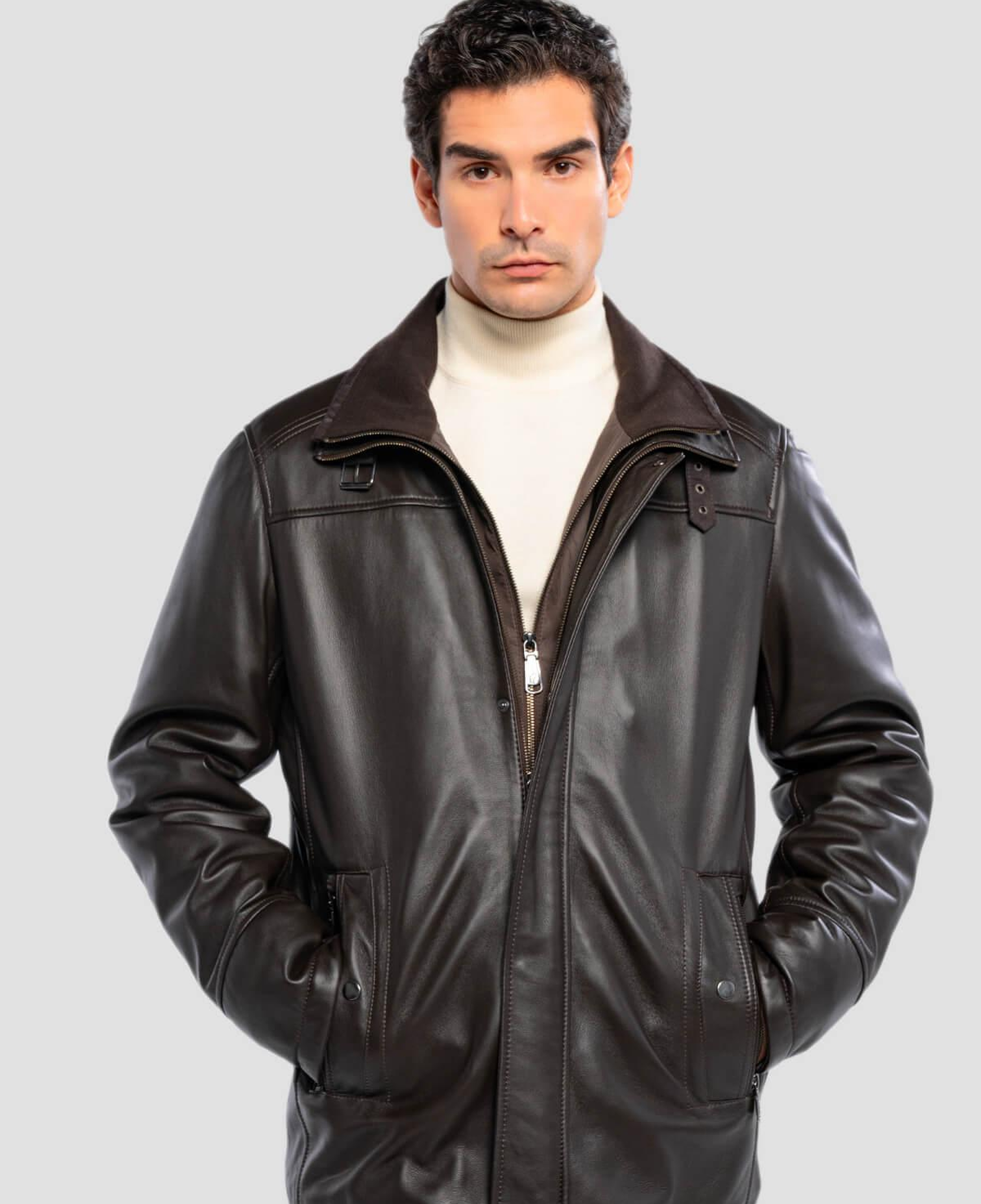 Tamer Tanca Erkek Hakiki Deri Kahverengi Deri Mont