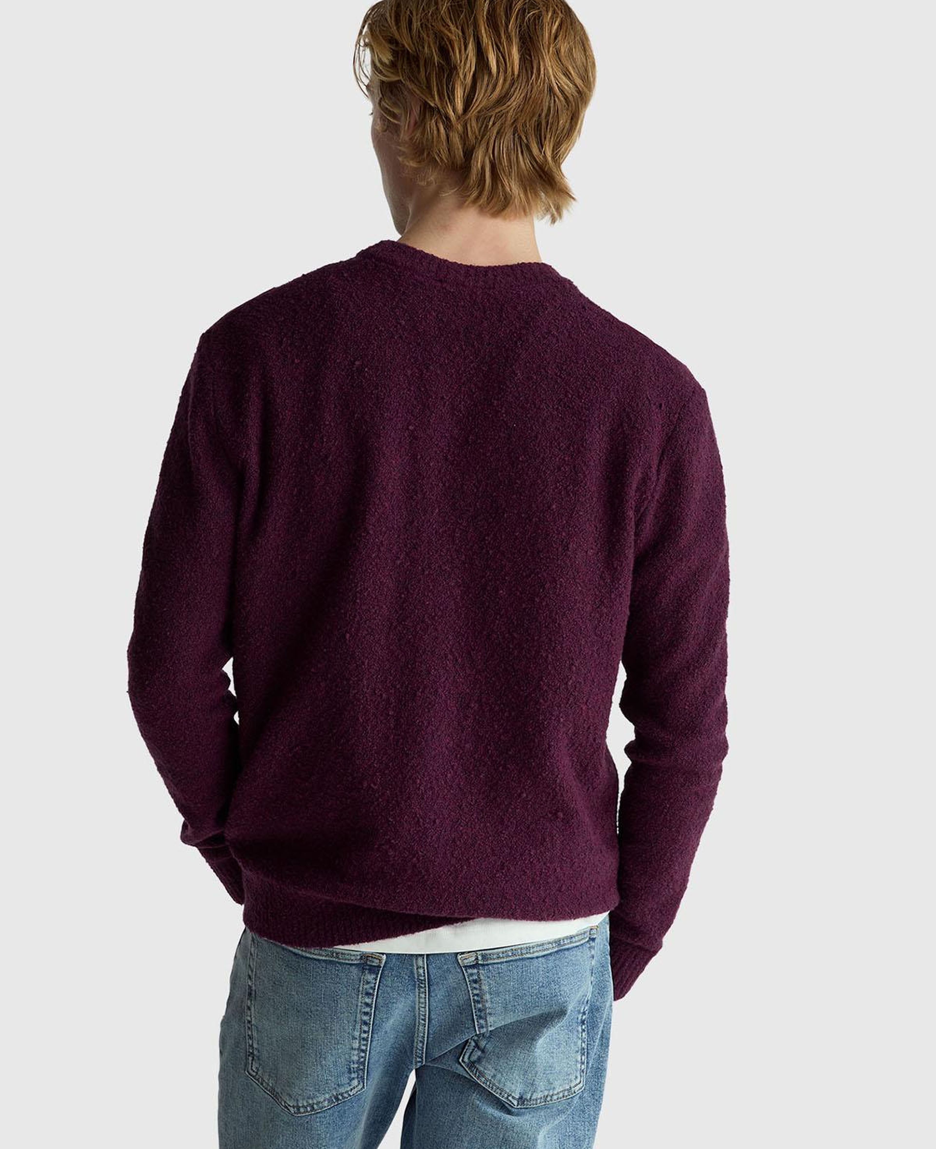 Erkek Koyu Kahverengi Pamuk ve Yün Karışımlı Ribana Detaylı Bisiklet Yaka Kazak