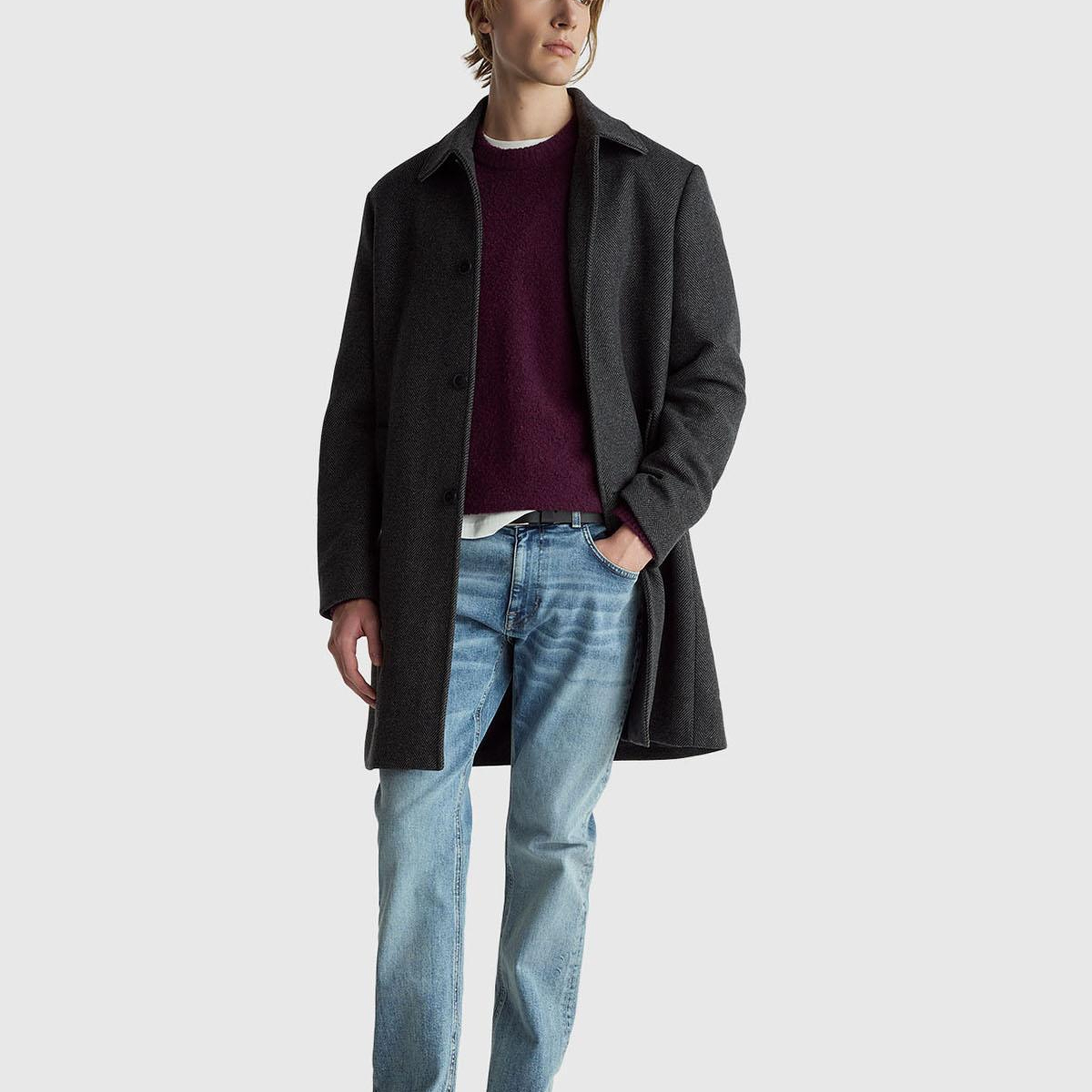 Erkek Koyu Kahverengi Pamuk ve Yün Karışımlı Ribana Detaylı Bisiklet Yaka Kazak