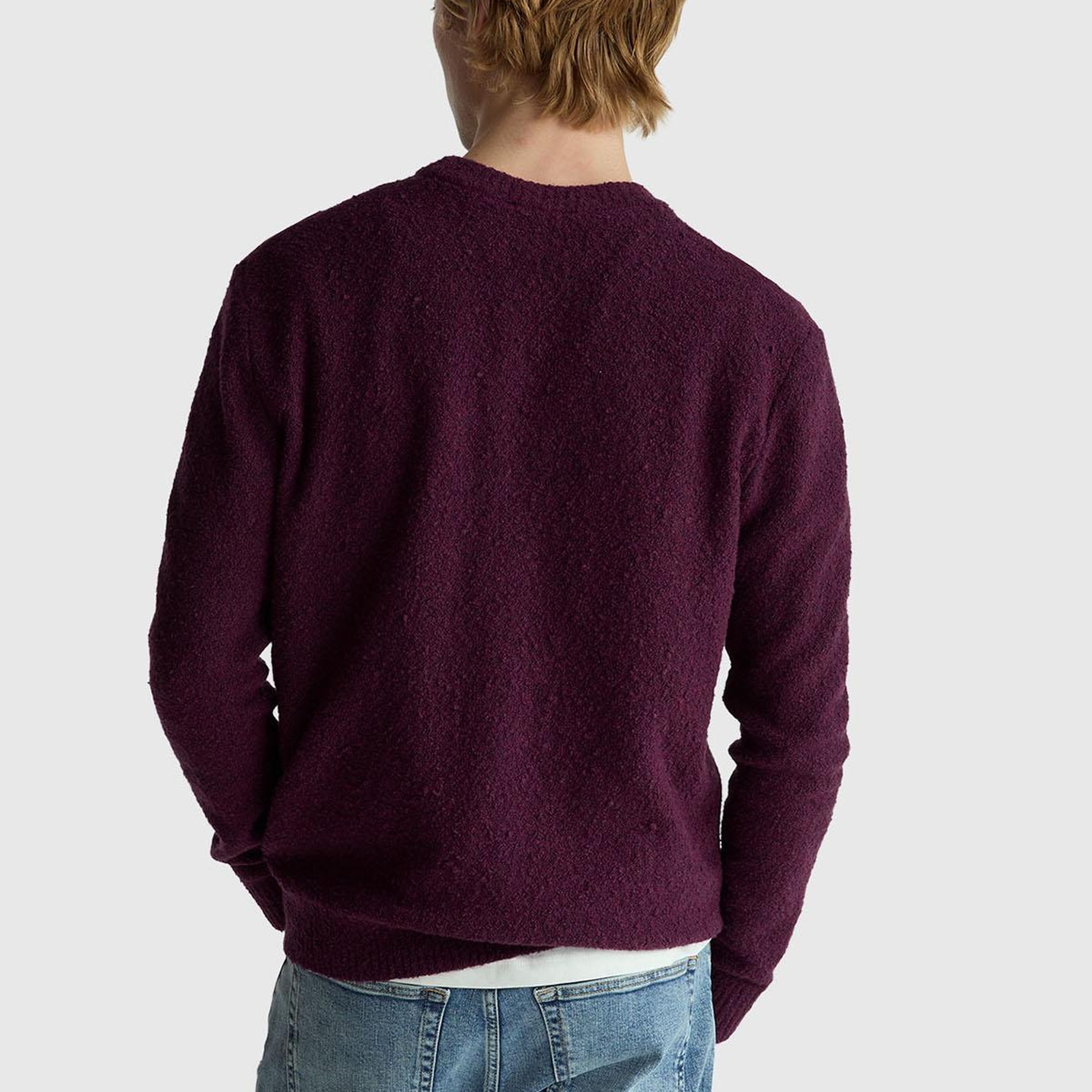 Erkek Koyu Kahverengi Pamuk ve Yün Karışımlı Ribana Detaylı Bisiklet Yaka Kazak