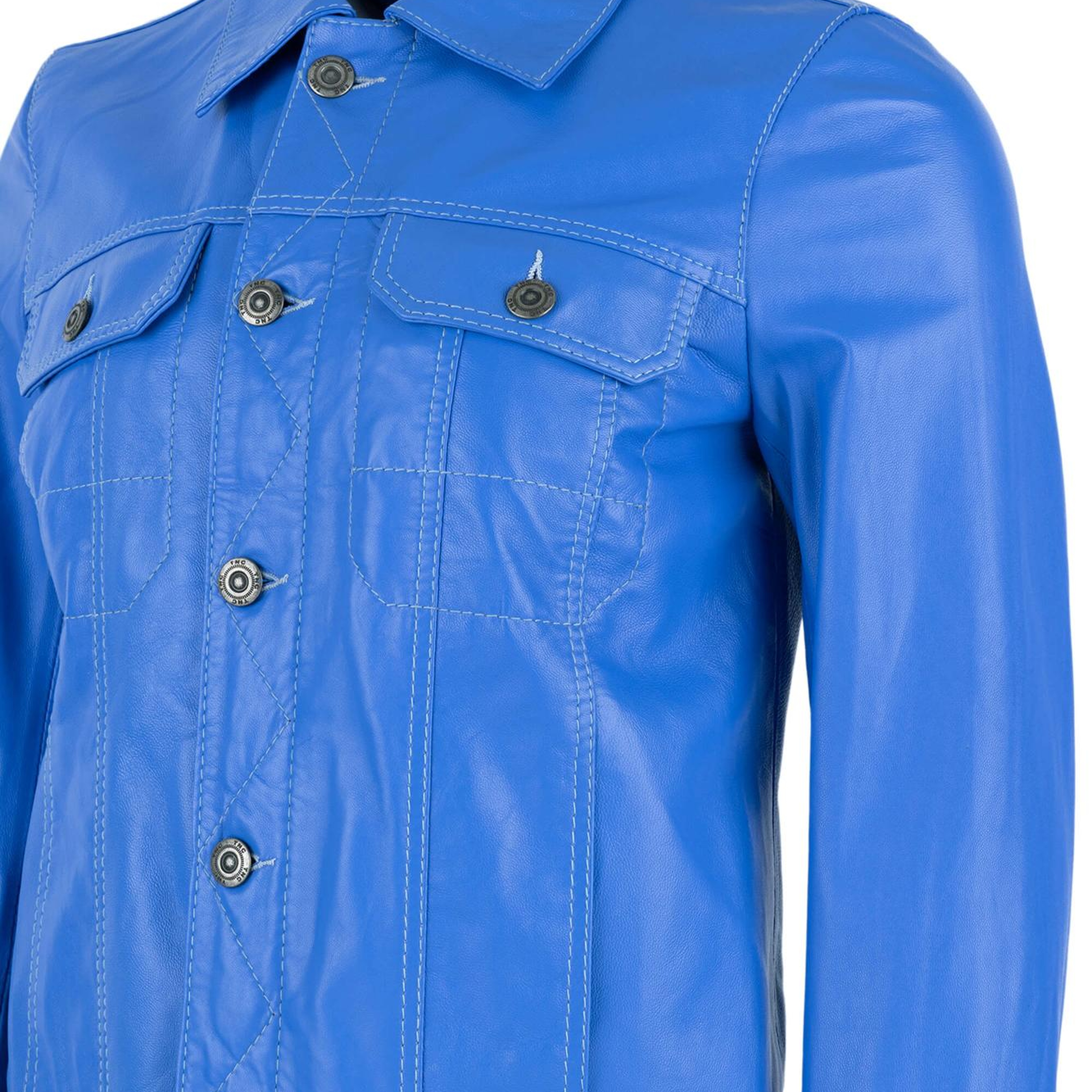 Tamer Tanca Kadın Hakiki Deri Mavi Deri Mont