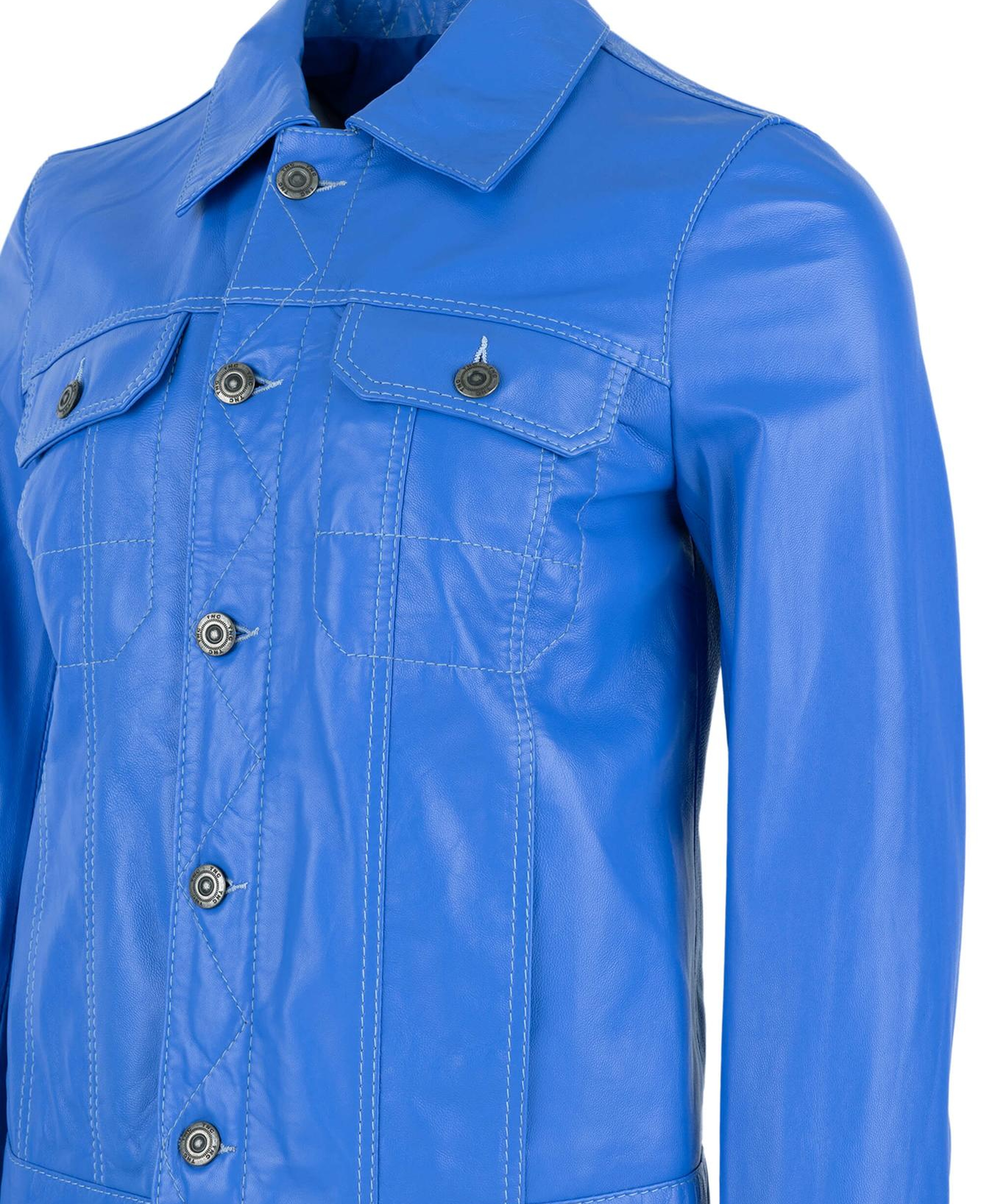 Tamer Tanca Kadın Hakiki Deri Mavi Deri Mont