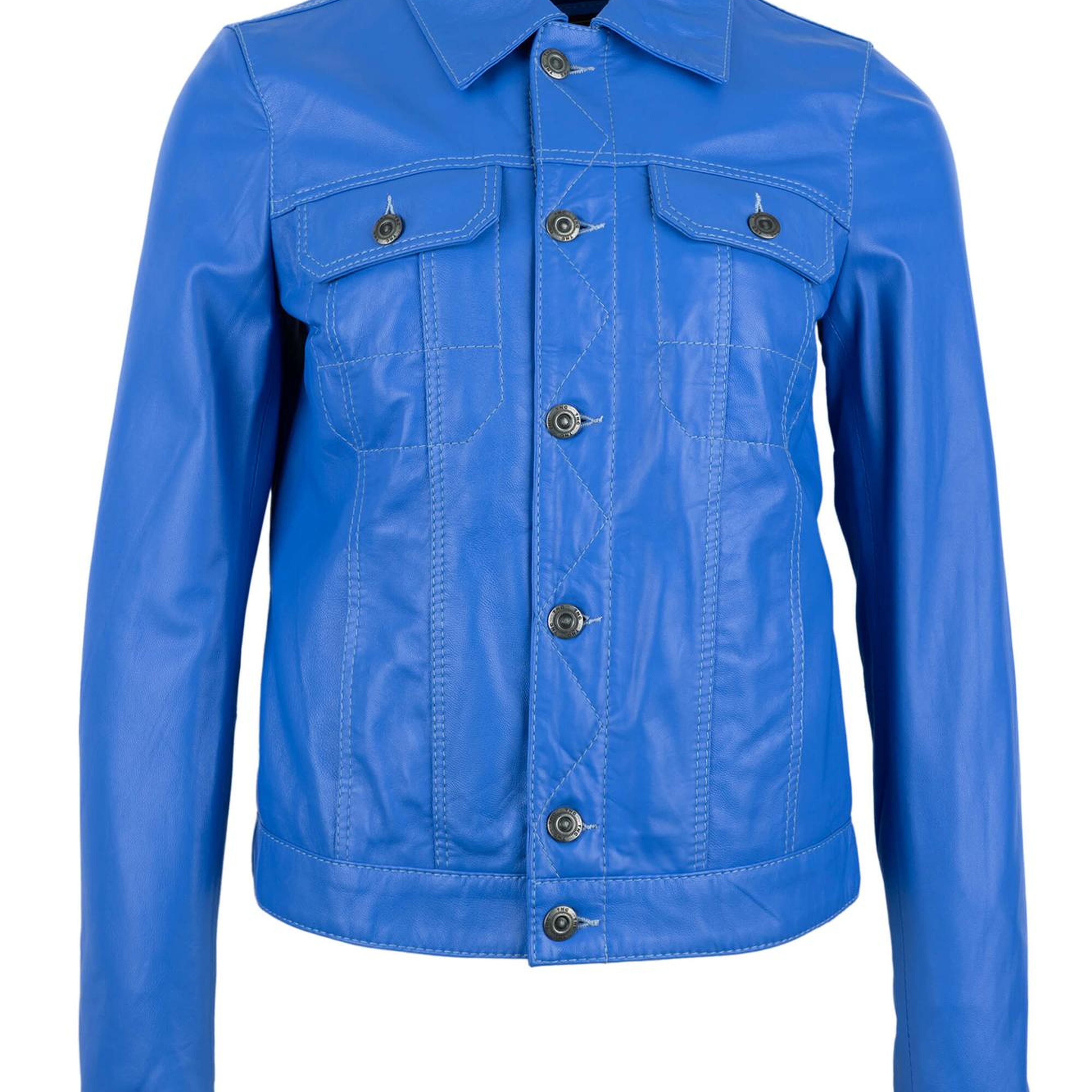 Tamer Tanca Kadın Hakiki Deri Mavi Deri Mont