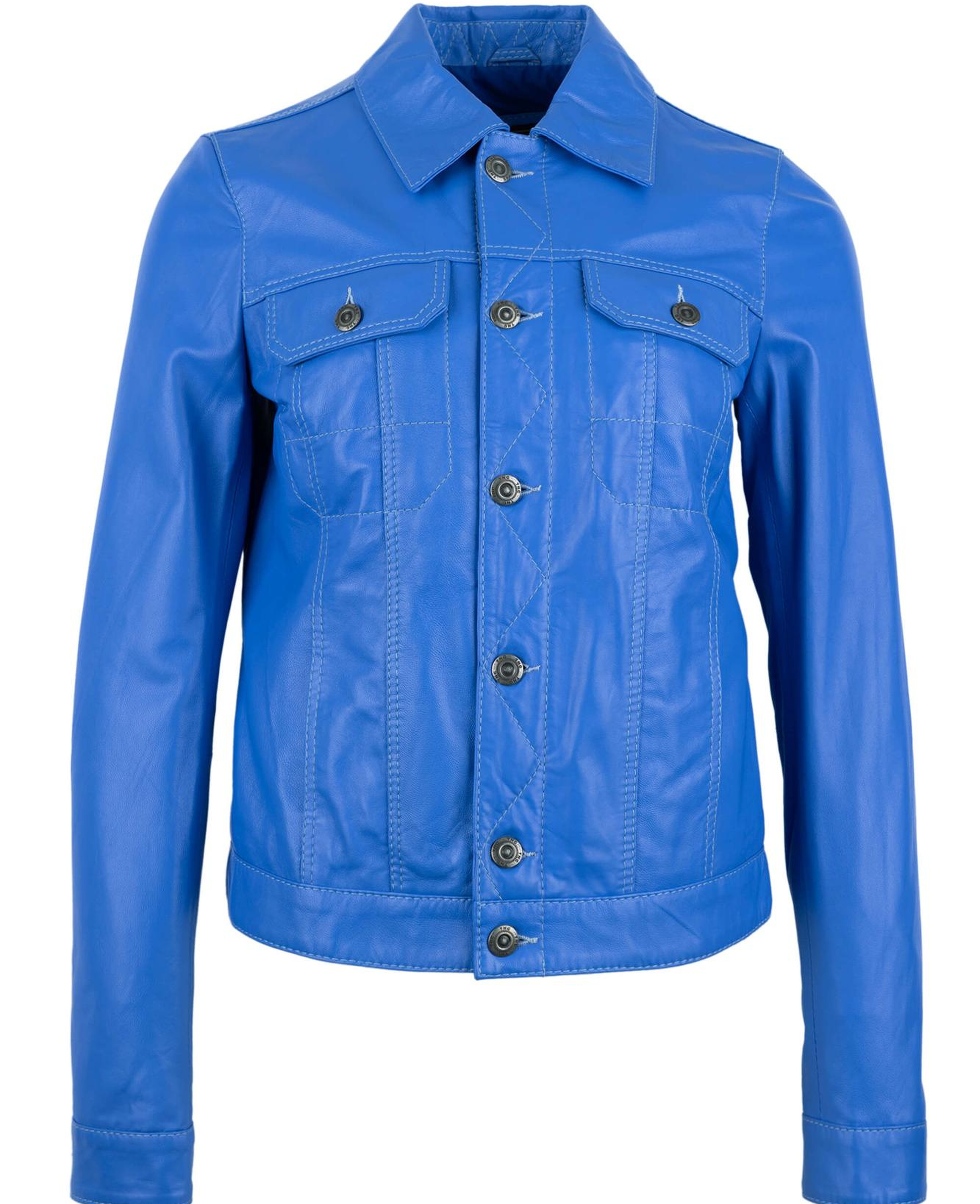 Tamer Tanca Kadın Hakiki Deri Mavi Deri Mont