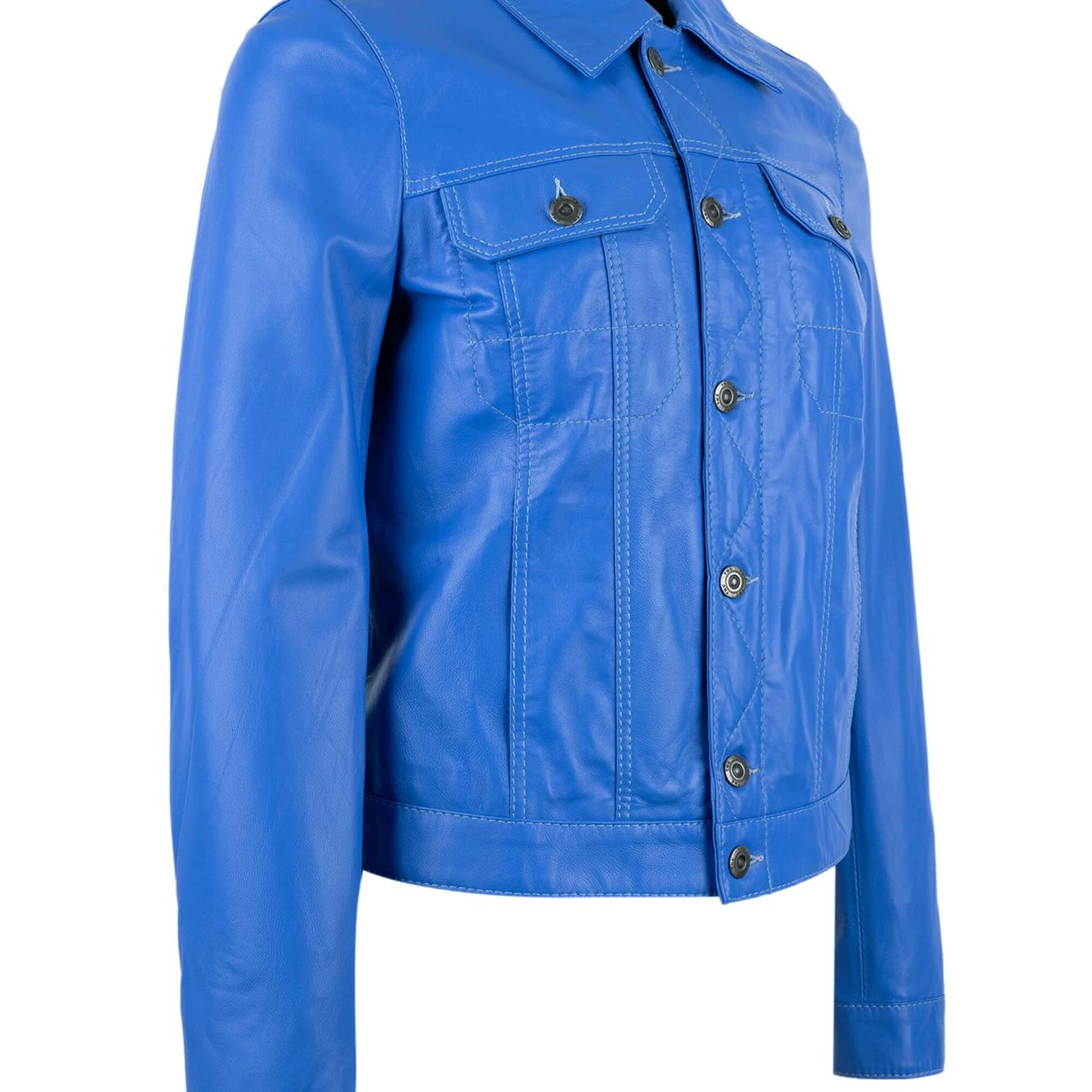 Tamer Tanca Kadın Hakiki Deri Mavi Deri Mont