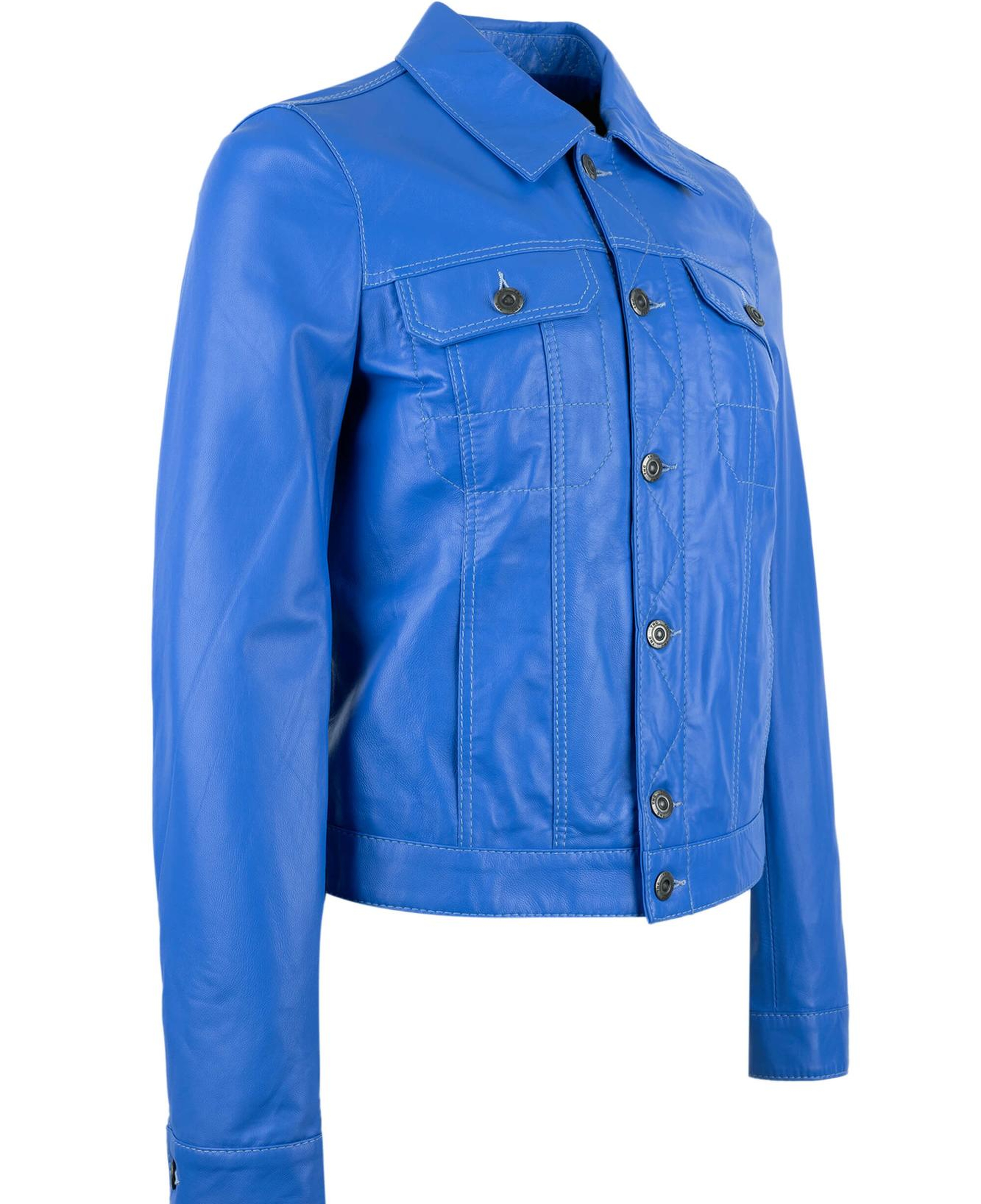 Tamer Tanca Kadın Hakiki Deri Mavi Deri Mont