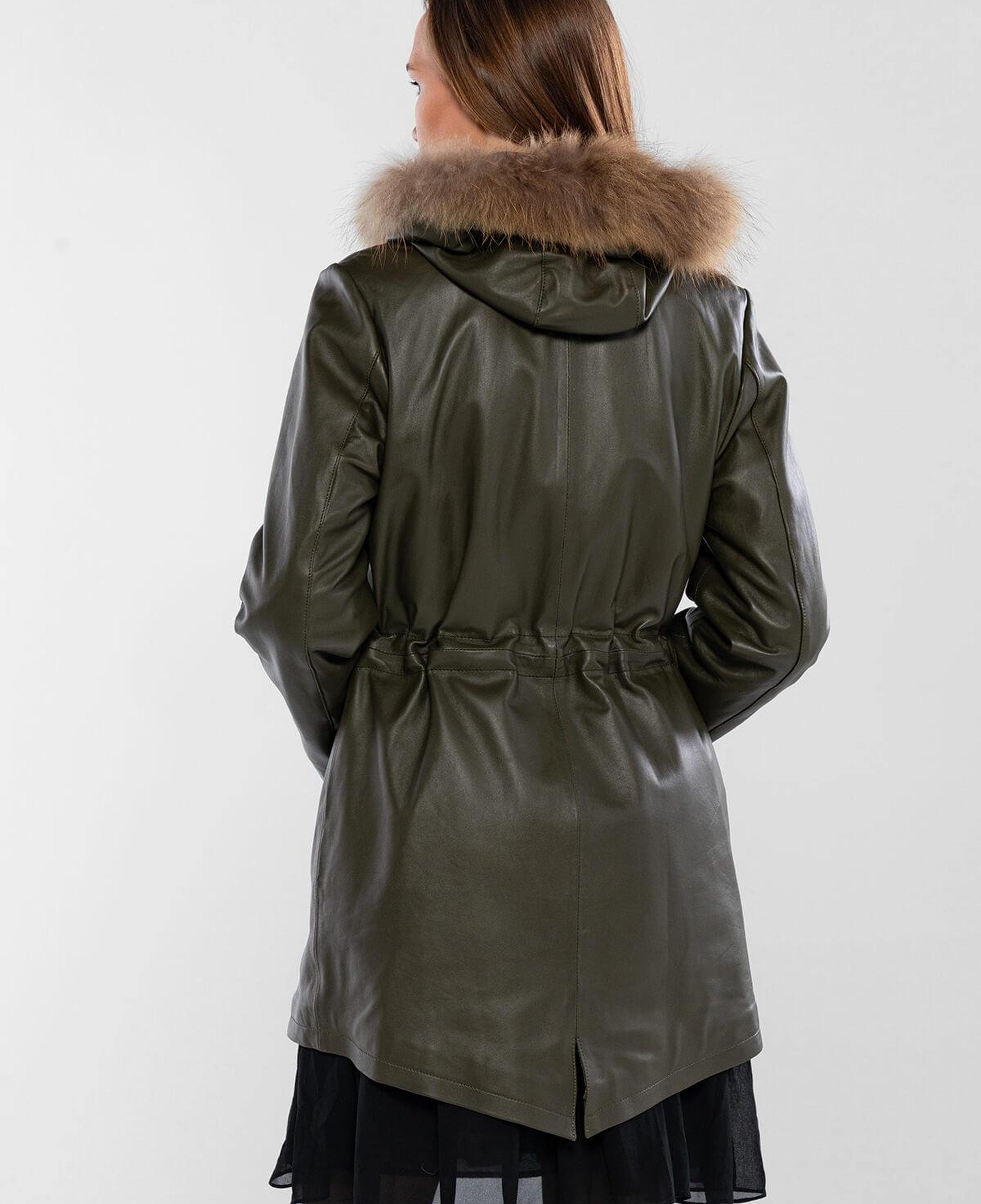 Tamer Tanca Kadın Hakiki Deri Yeşil Deri Mont