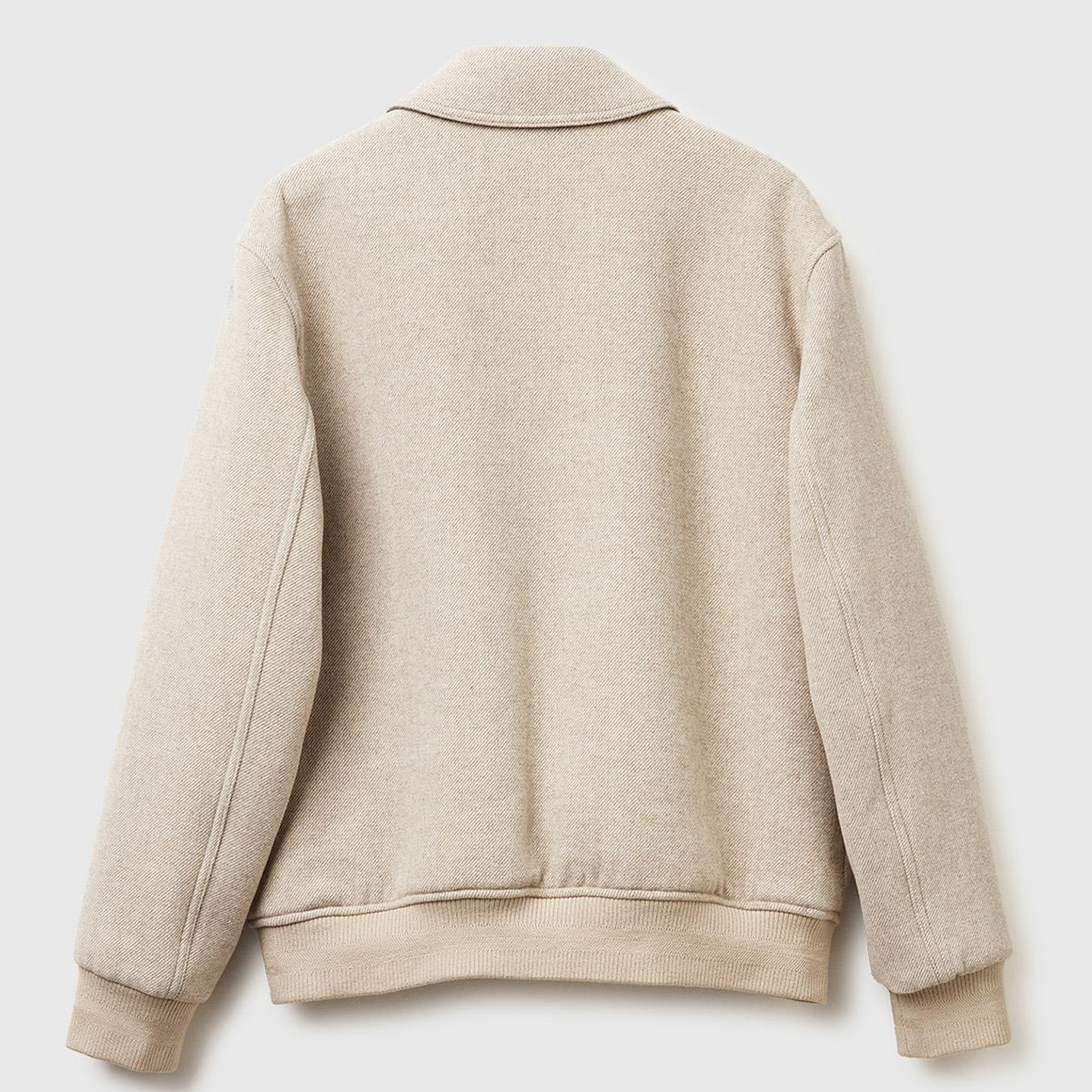 Erkek Taş Rengi Yün Karışımlı Cep Detaylı Düğmeli Gömlek Yaka Ceket