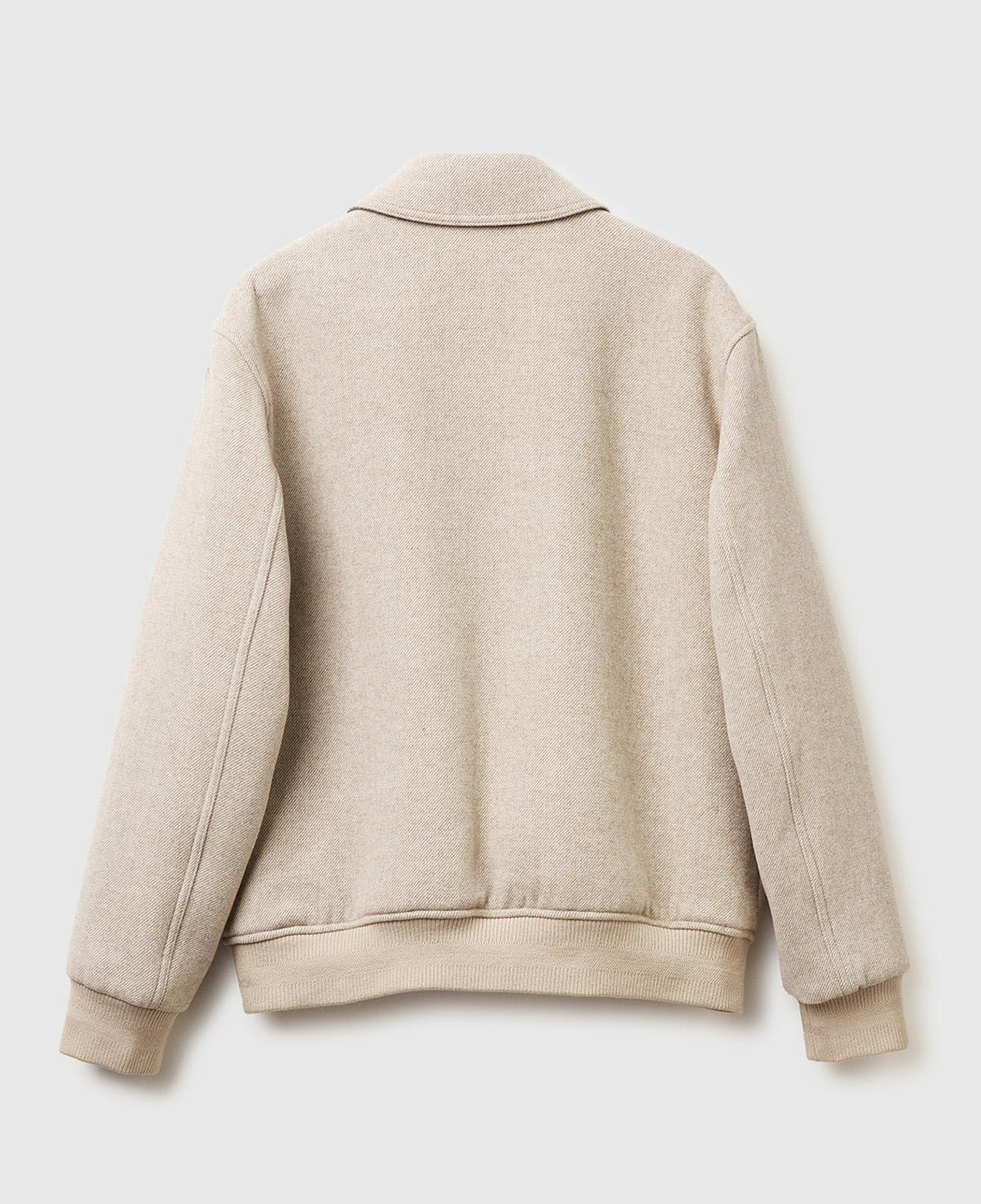 Erkek Taş Rengi Yün Karışımlı Cep Detaylı Düğmeli Gömlek Yaka Ceket