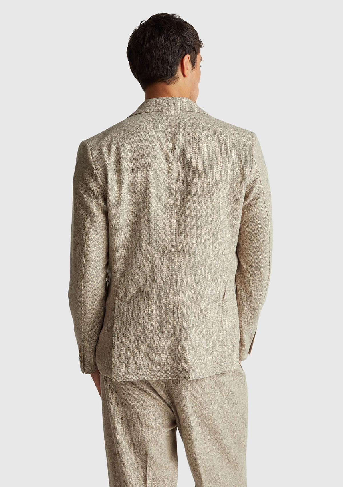 Erkek Gri Yün ve Viskoz Karışımlı Cep Detaylı Düğmeli Kruvaze Ceket