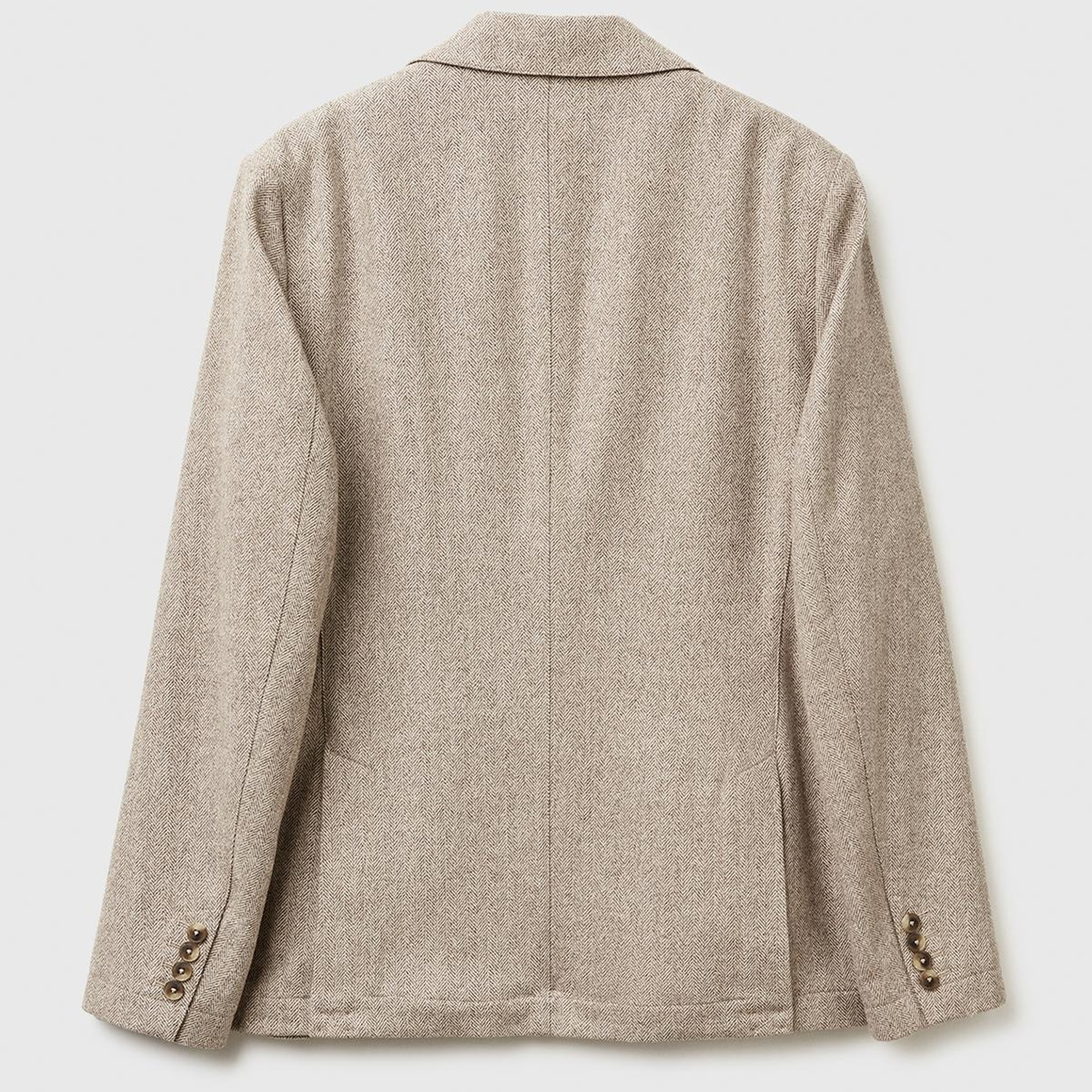 Erkek Gri Yün ve Viskoz Karışımlı Cep Detaylı Düğmeli Kruvaze Ceket