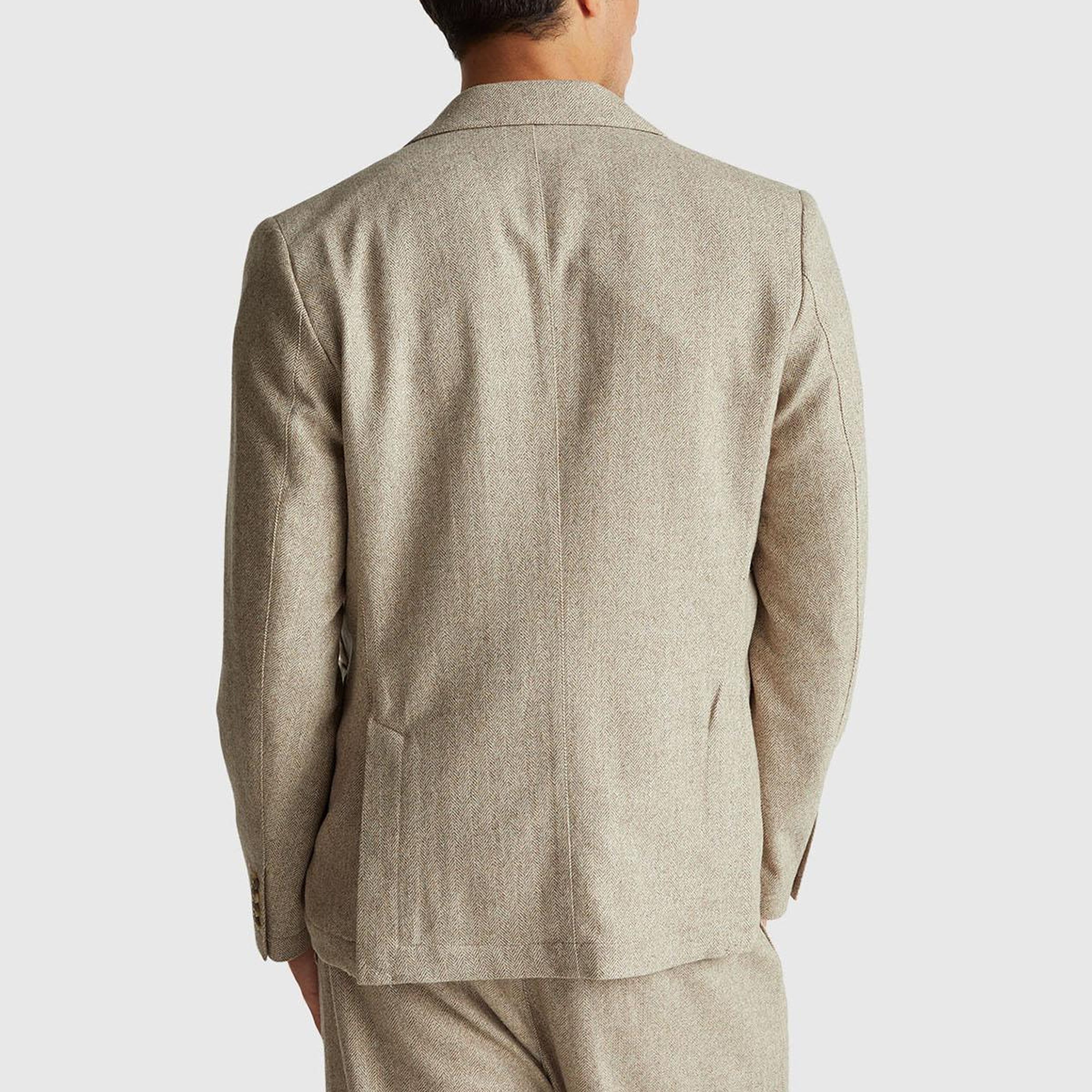 Erkek Gri Yün ve Viskoz Karışımlı Cep Detaylı Düğmeli Kruvaze Ceket