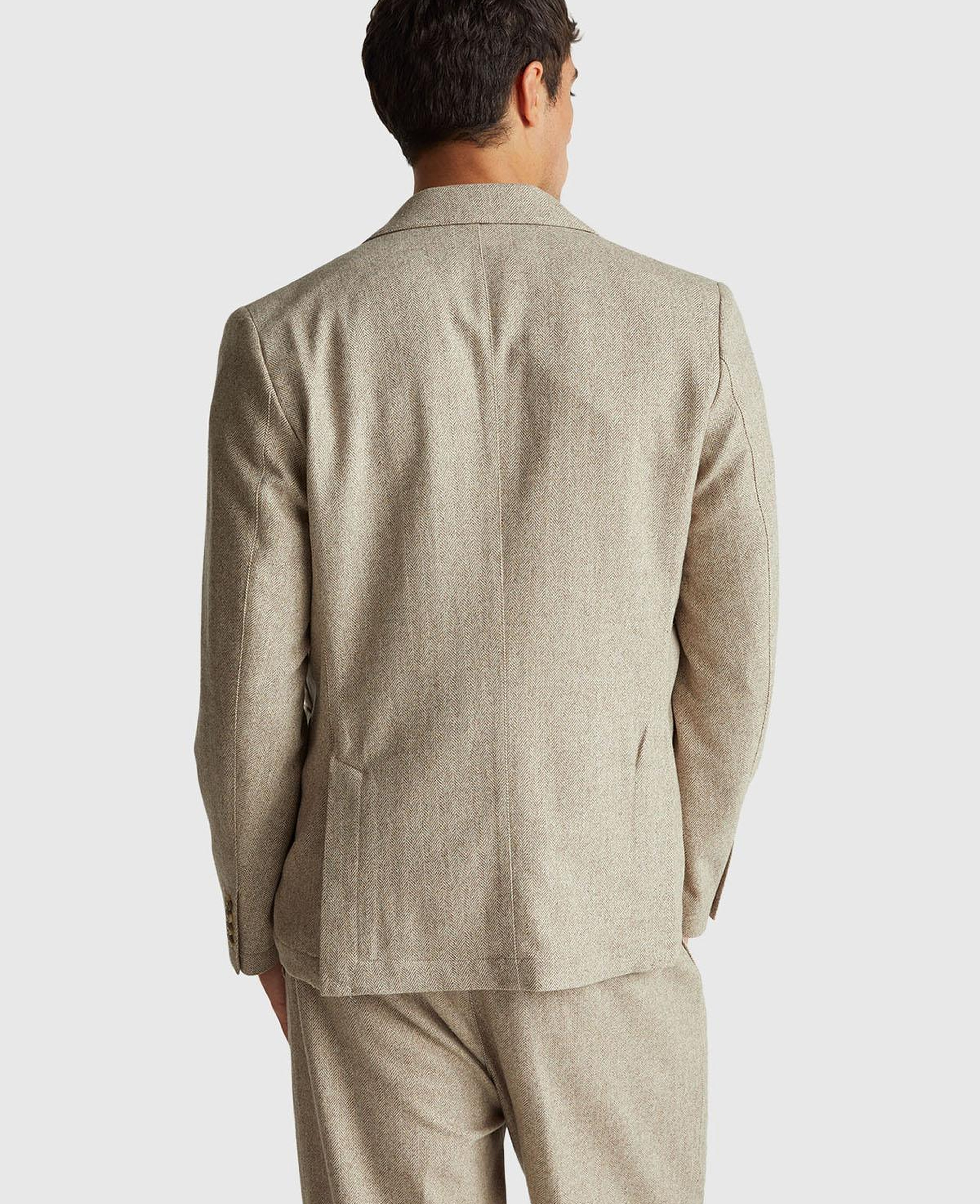 Erkek Gri Yün ve Viskoz Karışımlı Cep Detaylı Düğmeli Kruvaze Ceket