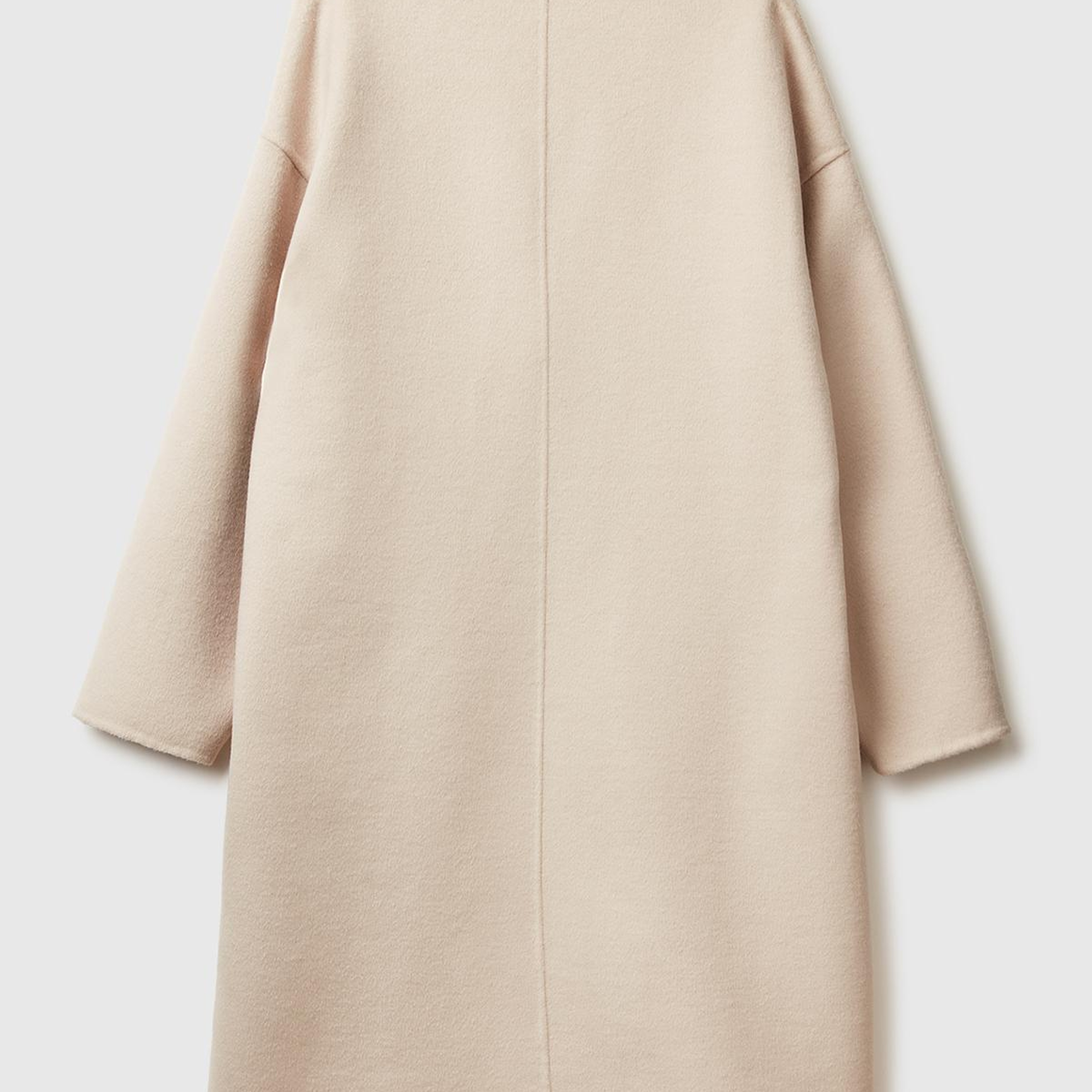 Kadın Krem Yün ve Viskoz Karışımlı Cep Detaylı Düğmeli Kruvaze Kaban