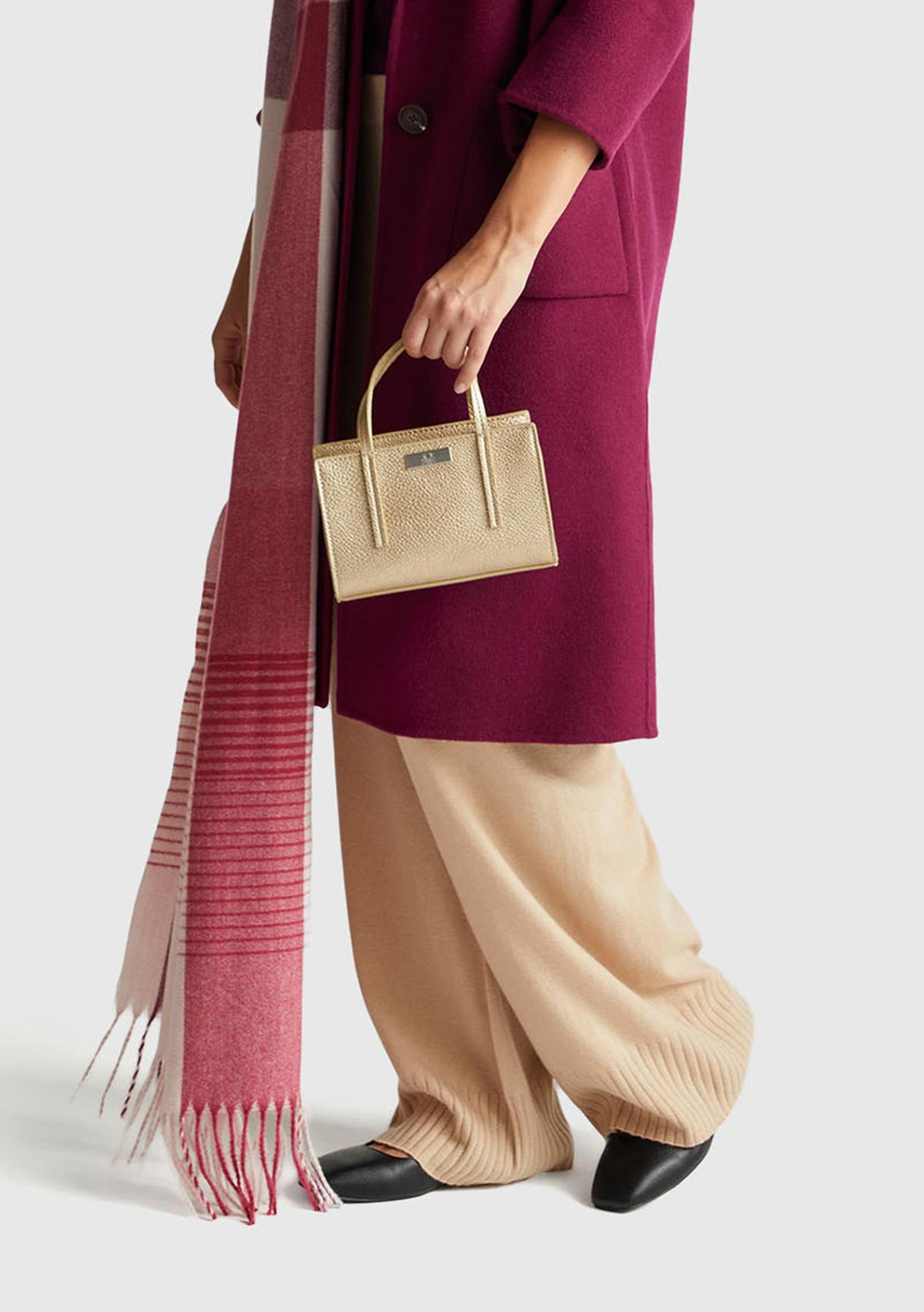 Kadın Mor Yün ve Viskoz Karışımlı Cep Detaylı Düğmeli Kruvaze Kaban