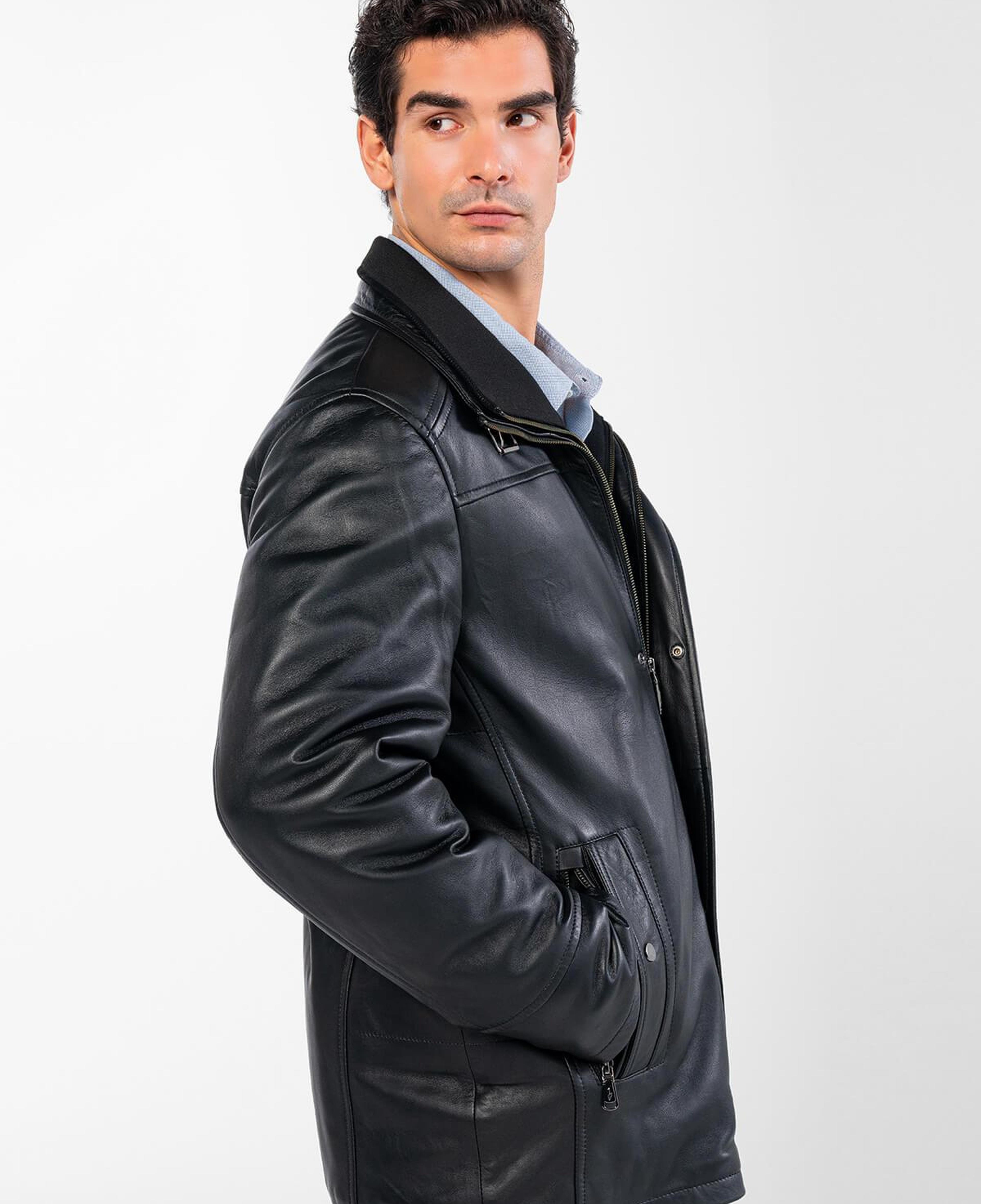 Tamer Tanca Erkek Hakiki Deri Siyah Deri Mont