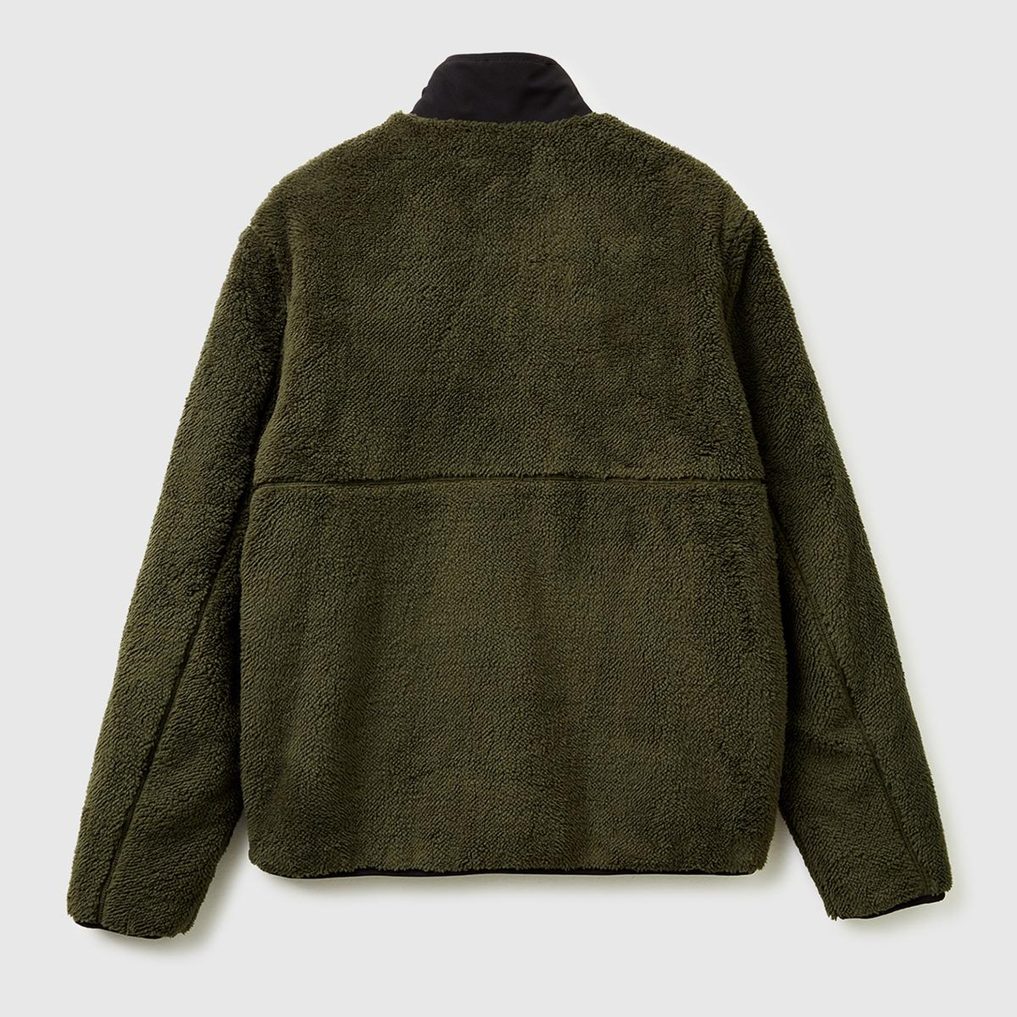 Erkek Haki  Önü Logo İşlemeli Cep Detaylı Dik Yaka Polar Ceket