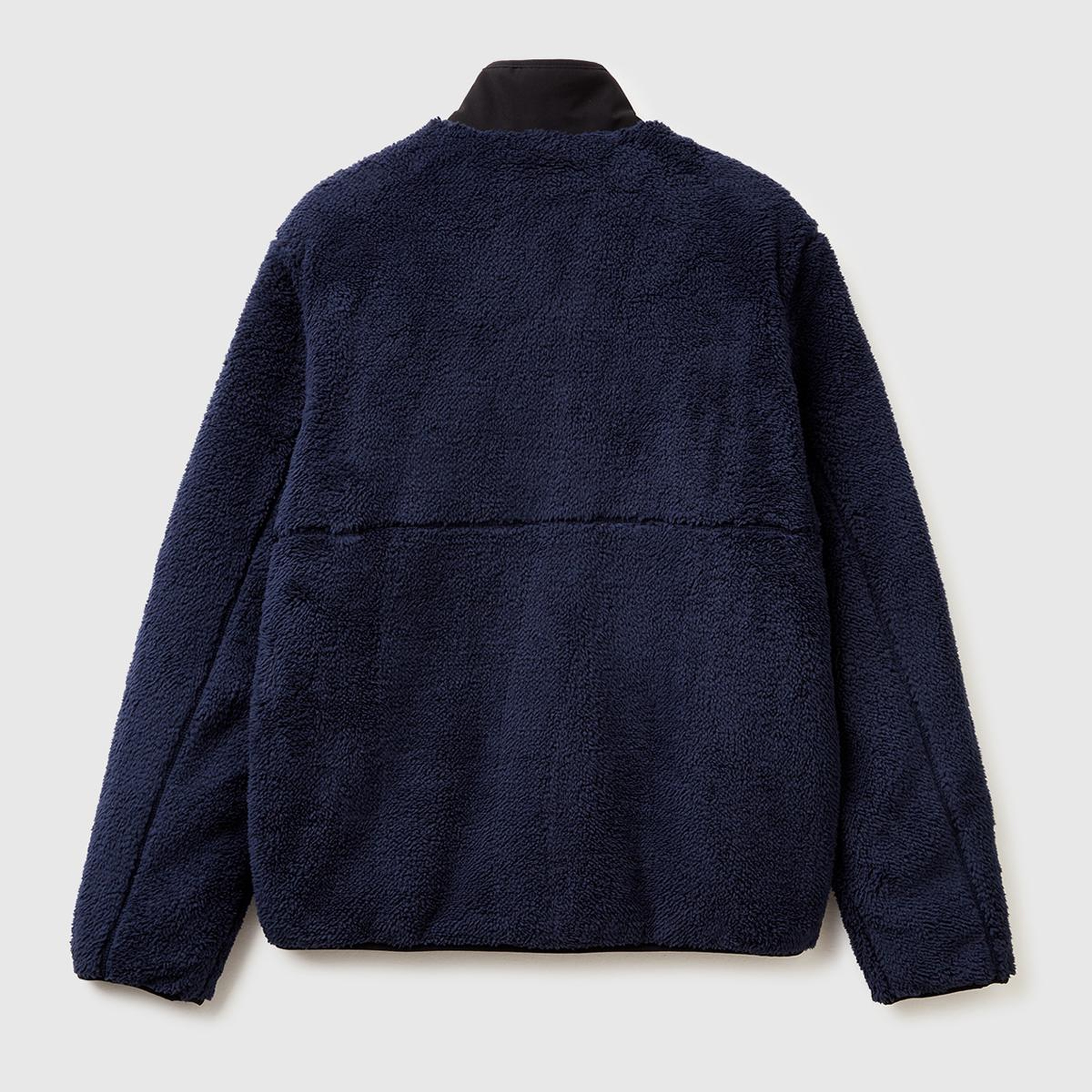 Erkek Lacivert Önü Logo İşlemeli Cep Detaylı Dik Yaka Polar Ceket