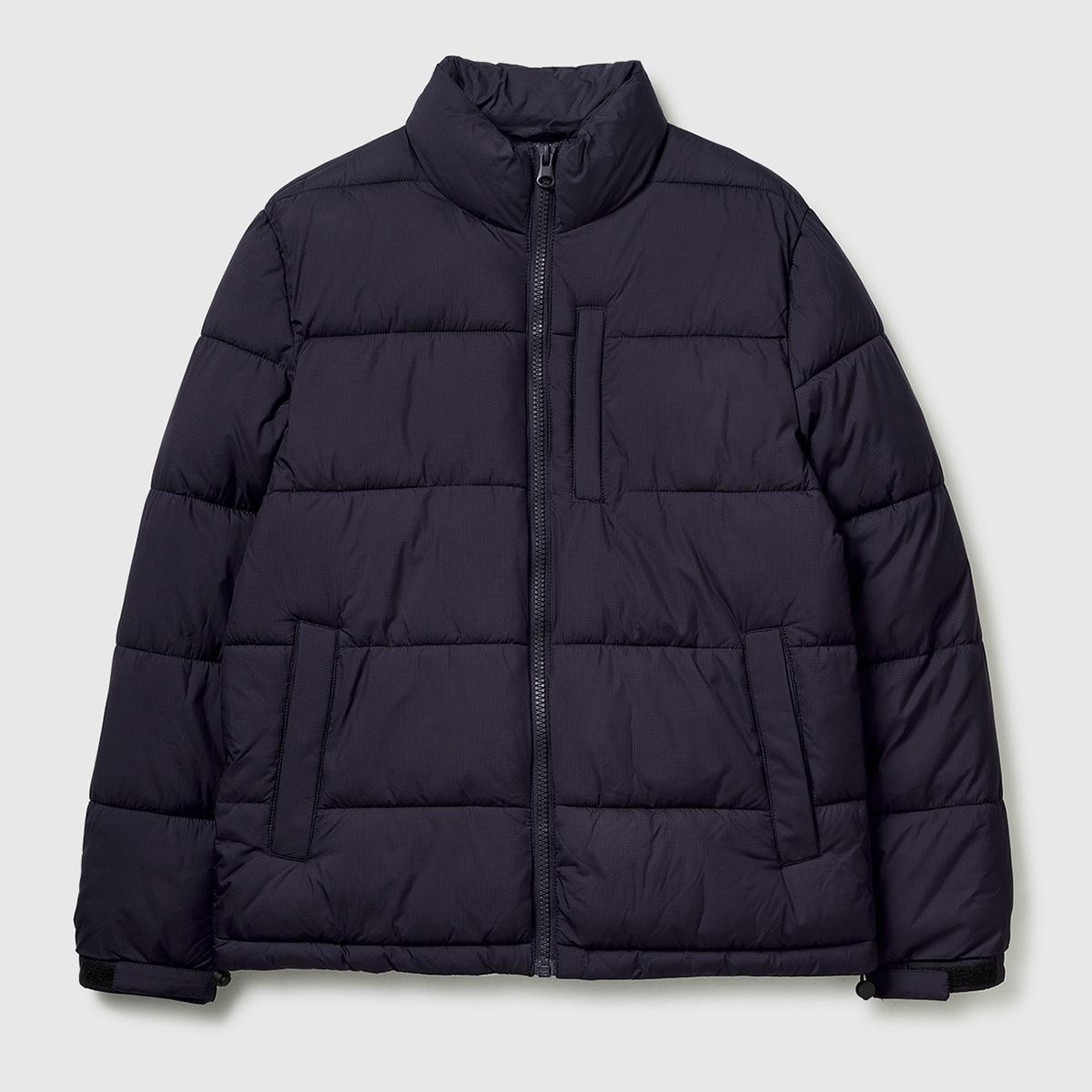 Erkek Lacivert Fermuarlı Cep Detaylı Dik Yaka Şişme Mont