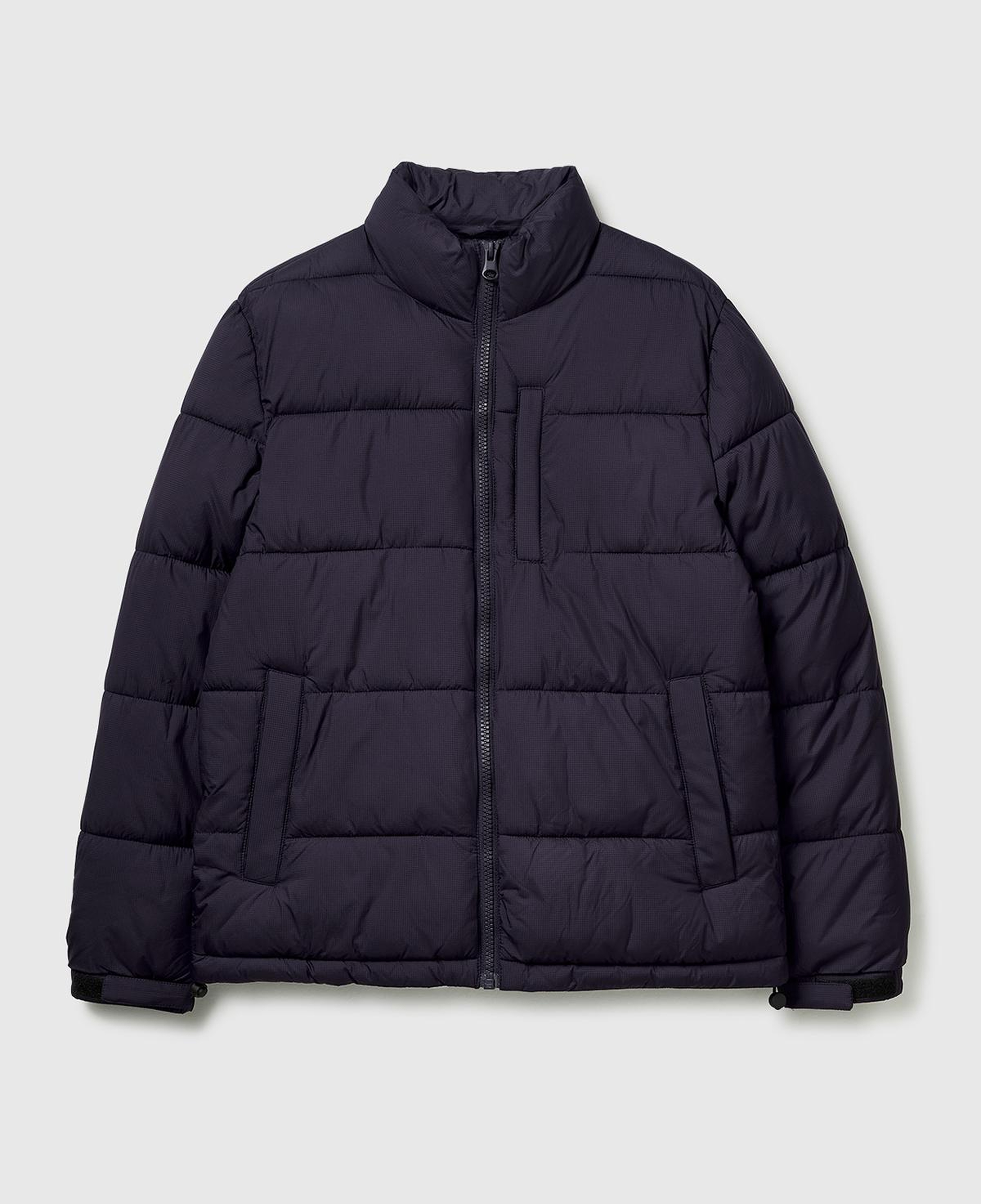 Erkek Lacivert Fermuarlı Cep Detaylı Dik Yaka Şişme Mont