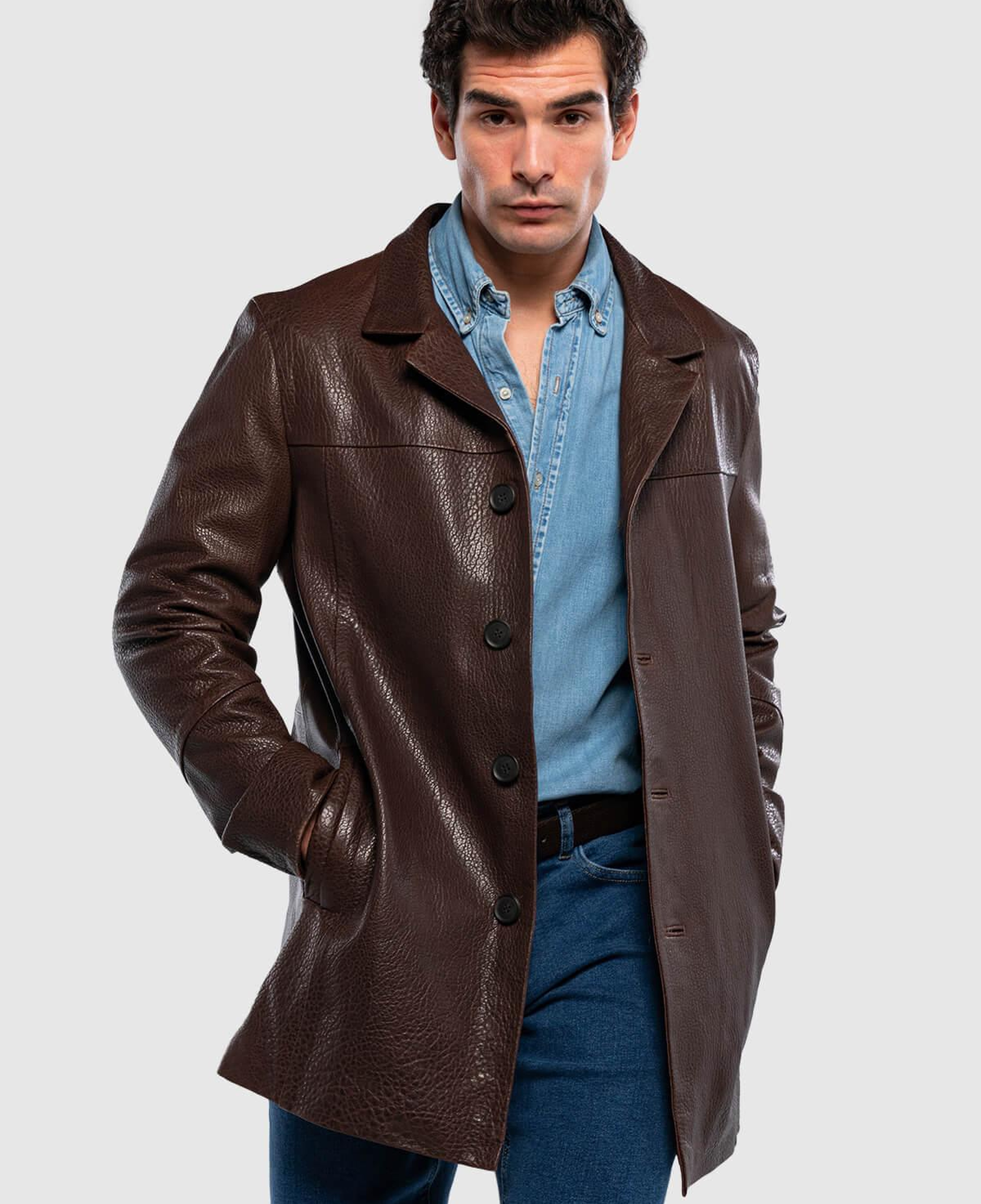 Tamer Tanca Erkek Hakiki Deri Viski Jumbo Mont