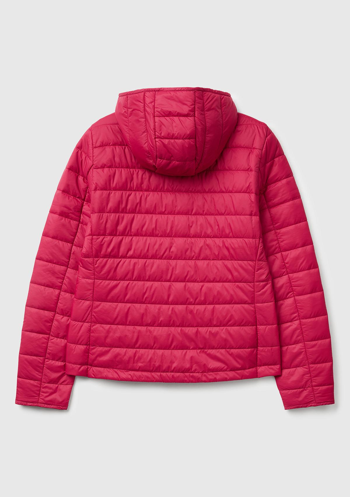 Kadın Fuşya Kapüşonlu Slim Fit Puffer Mont