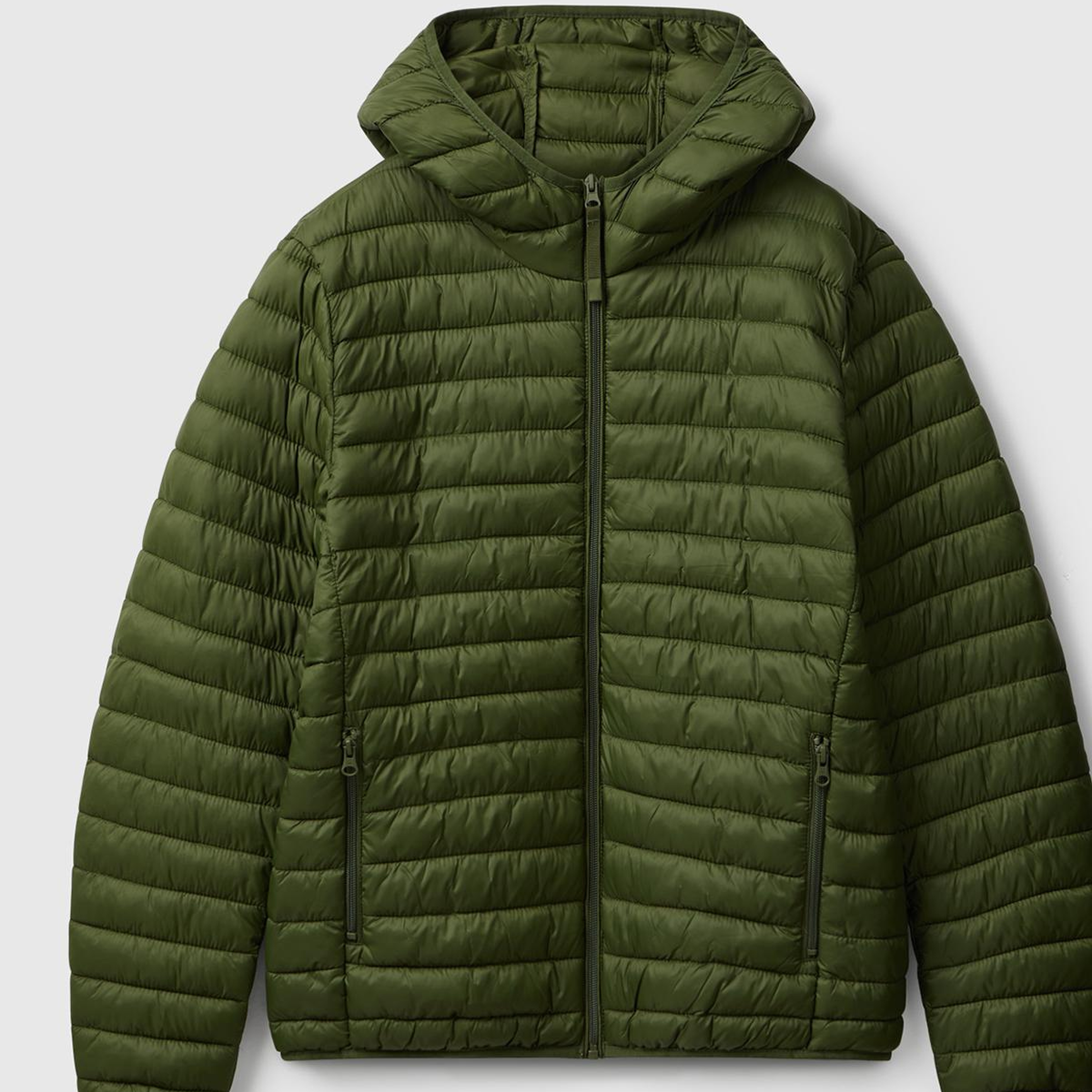 Erkek Haki Yeşilli Regular Fit Kapüşonlu Puffer Mont