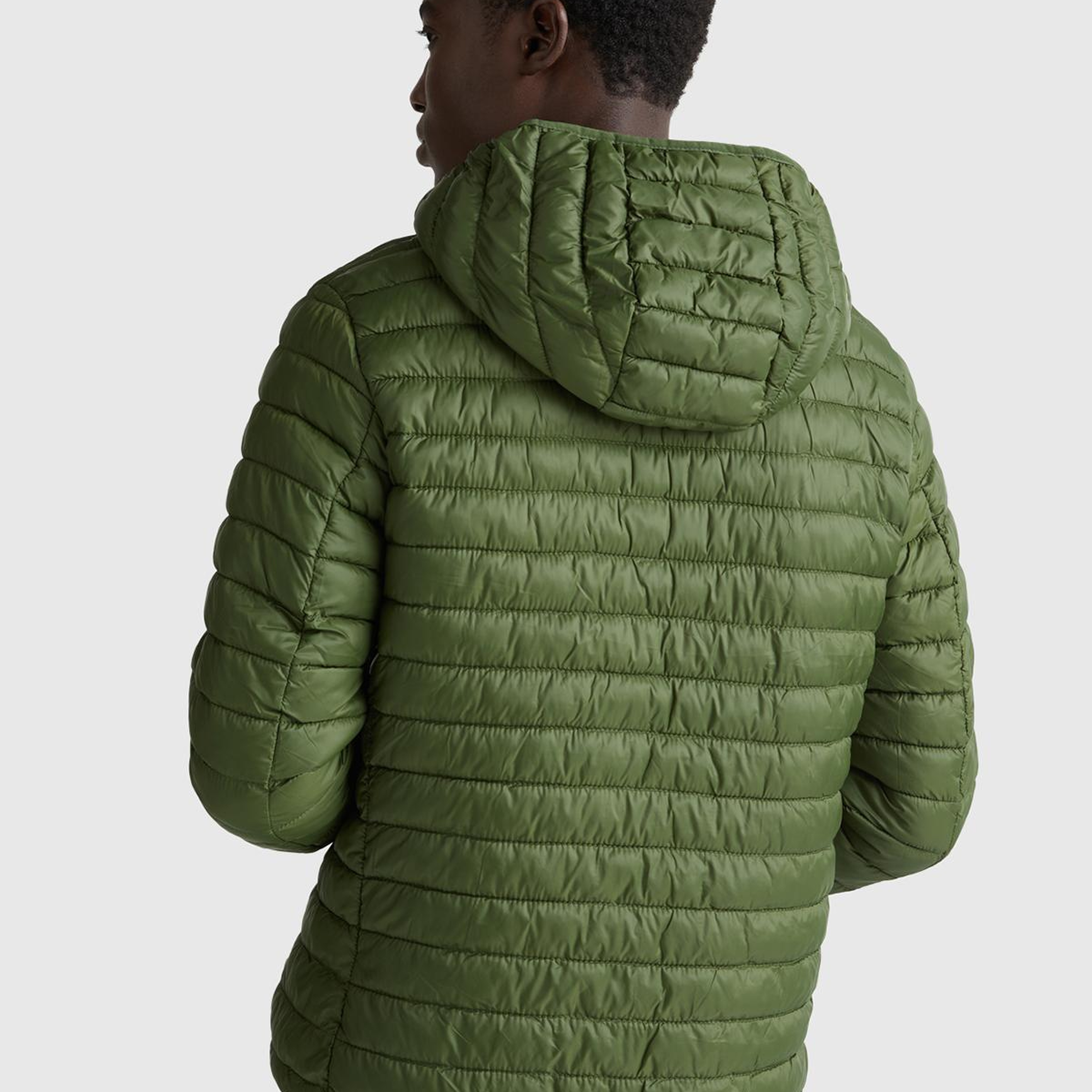 Erkek Haki Yeşilli Regular Fit Kapüşonlu Puffer Mont