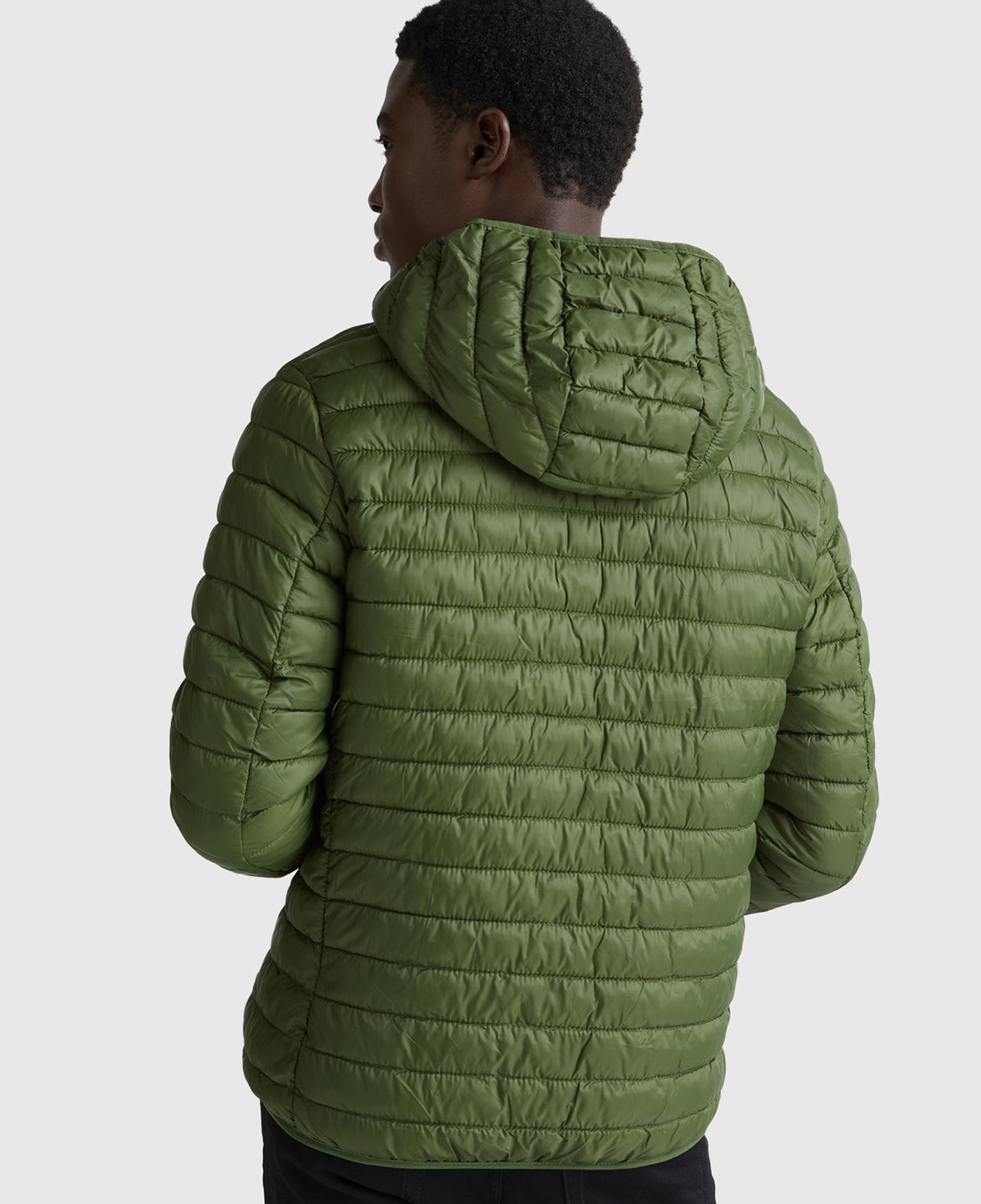 Erkek Haki Yeşilli Regular Fit Kapüşonlu Puffer Mont