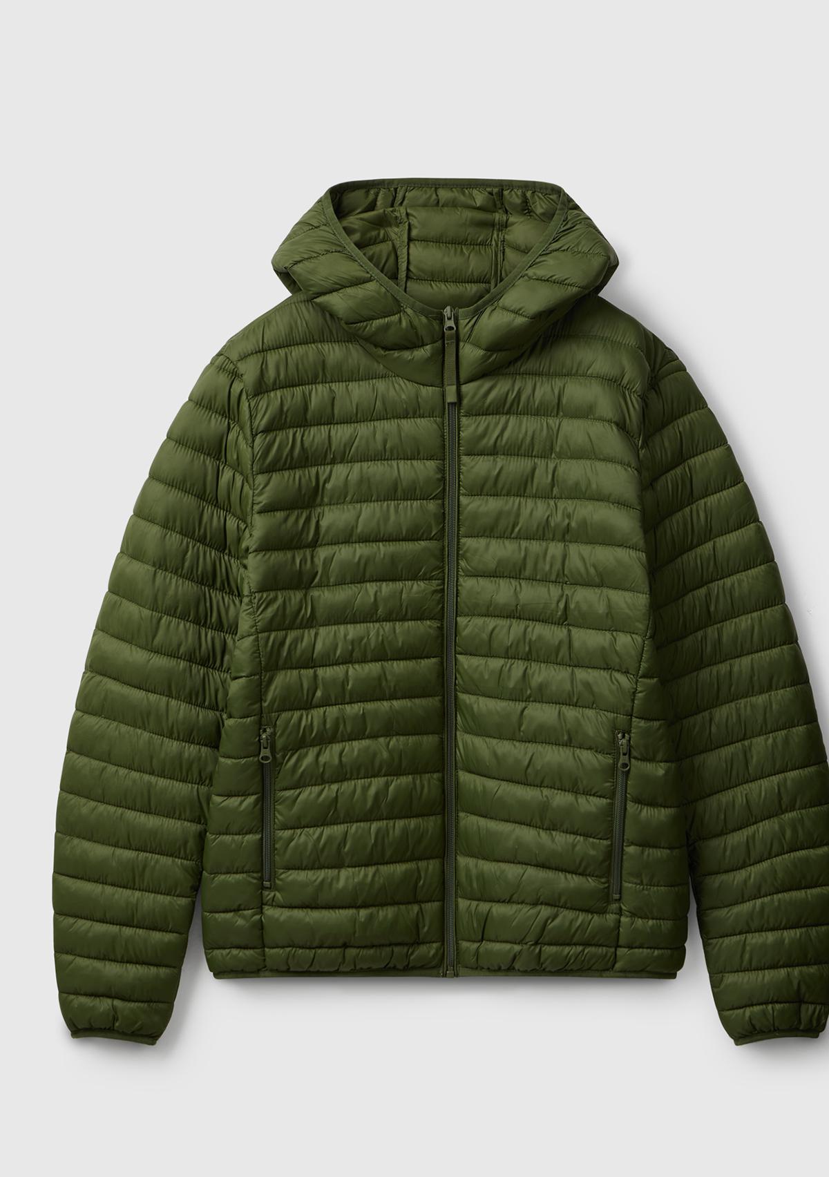 Erkek Haki Yeşilli Regular Fit Kapüşonlu Puffer Mont