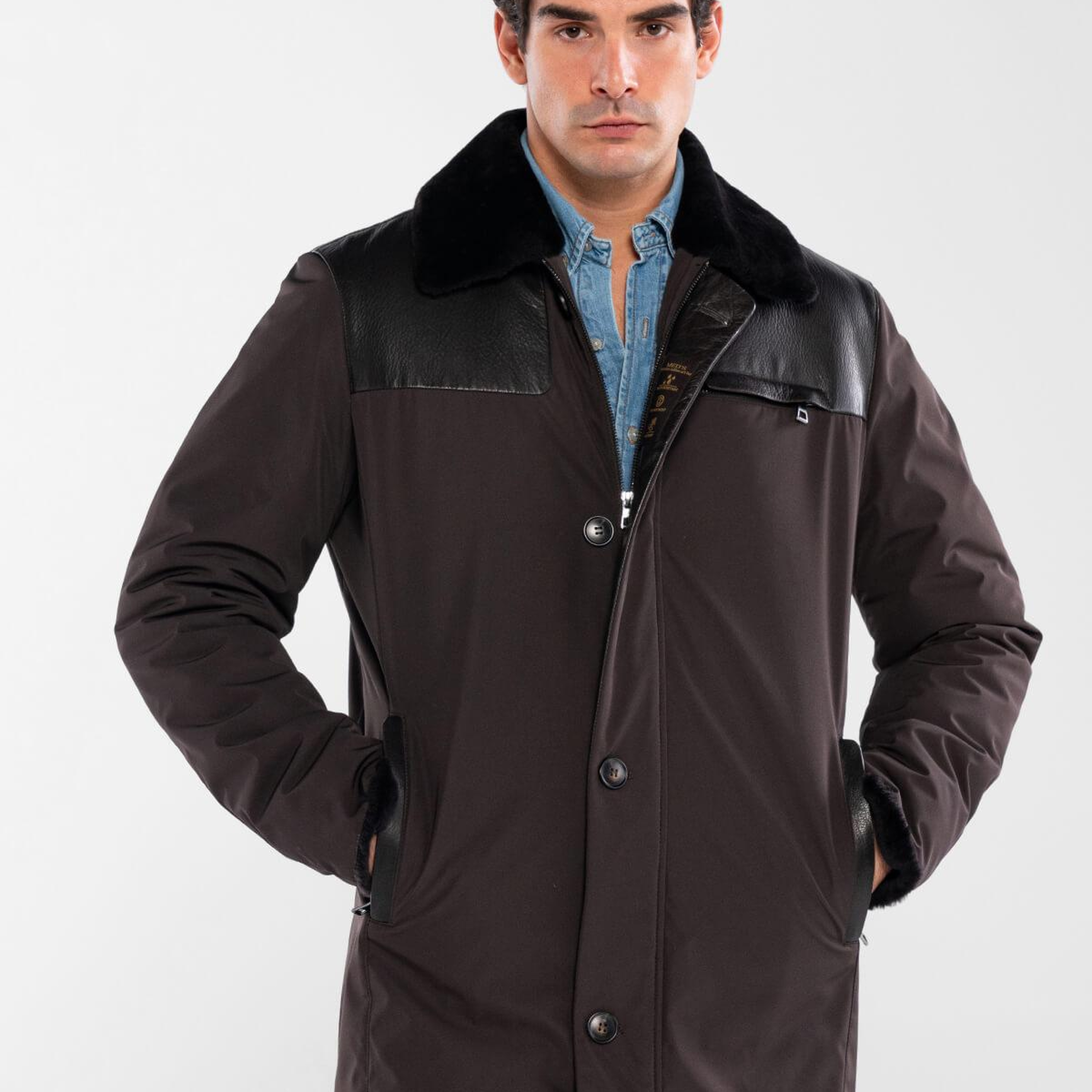 Tamer Tanca Erkek Tekstil & Deri Kahverengi Mont