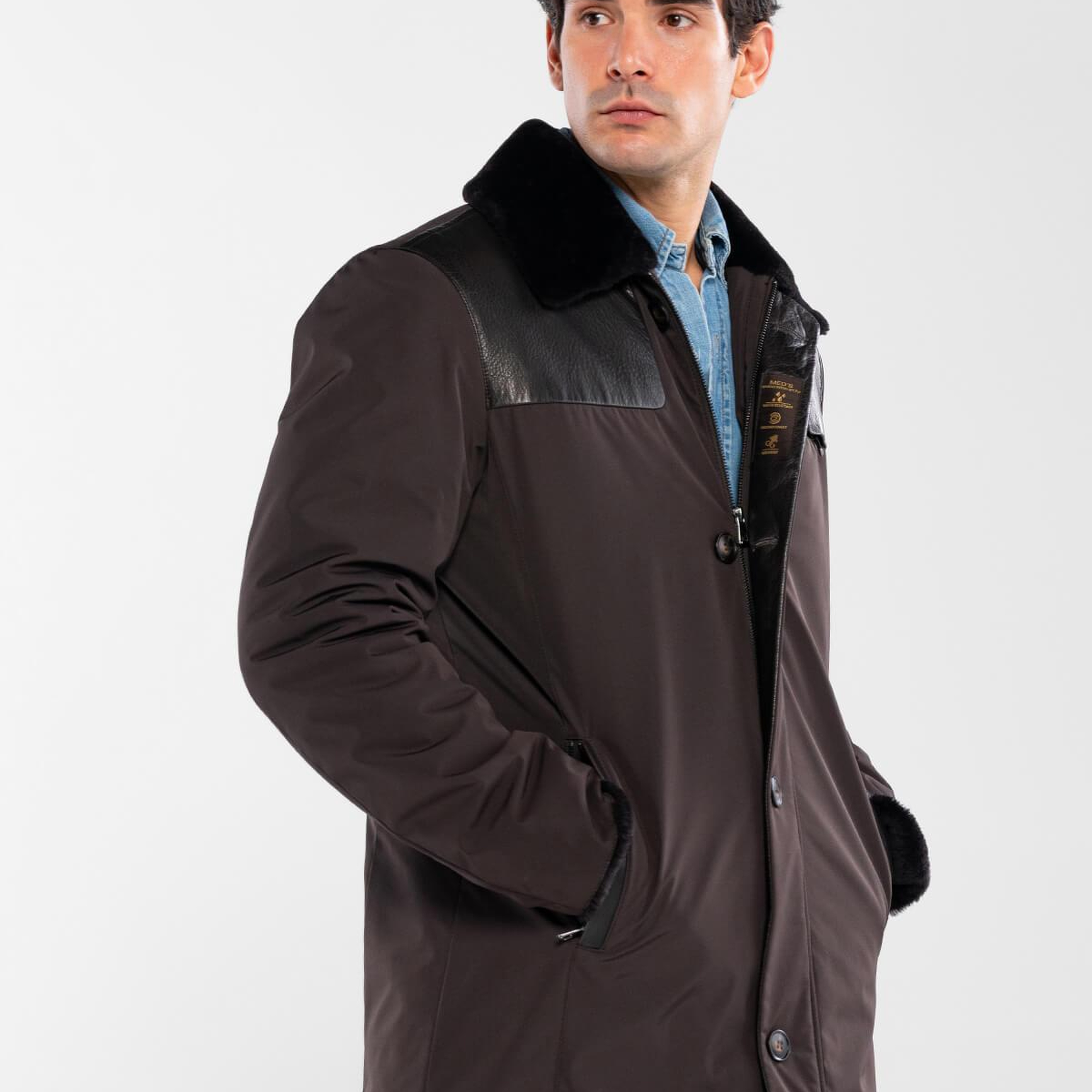 Tamer Tanca Erkek Tekstil & Deri Kahverengi Mont