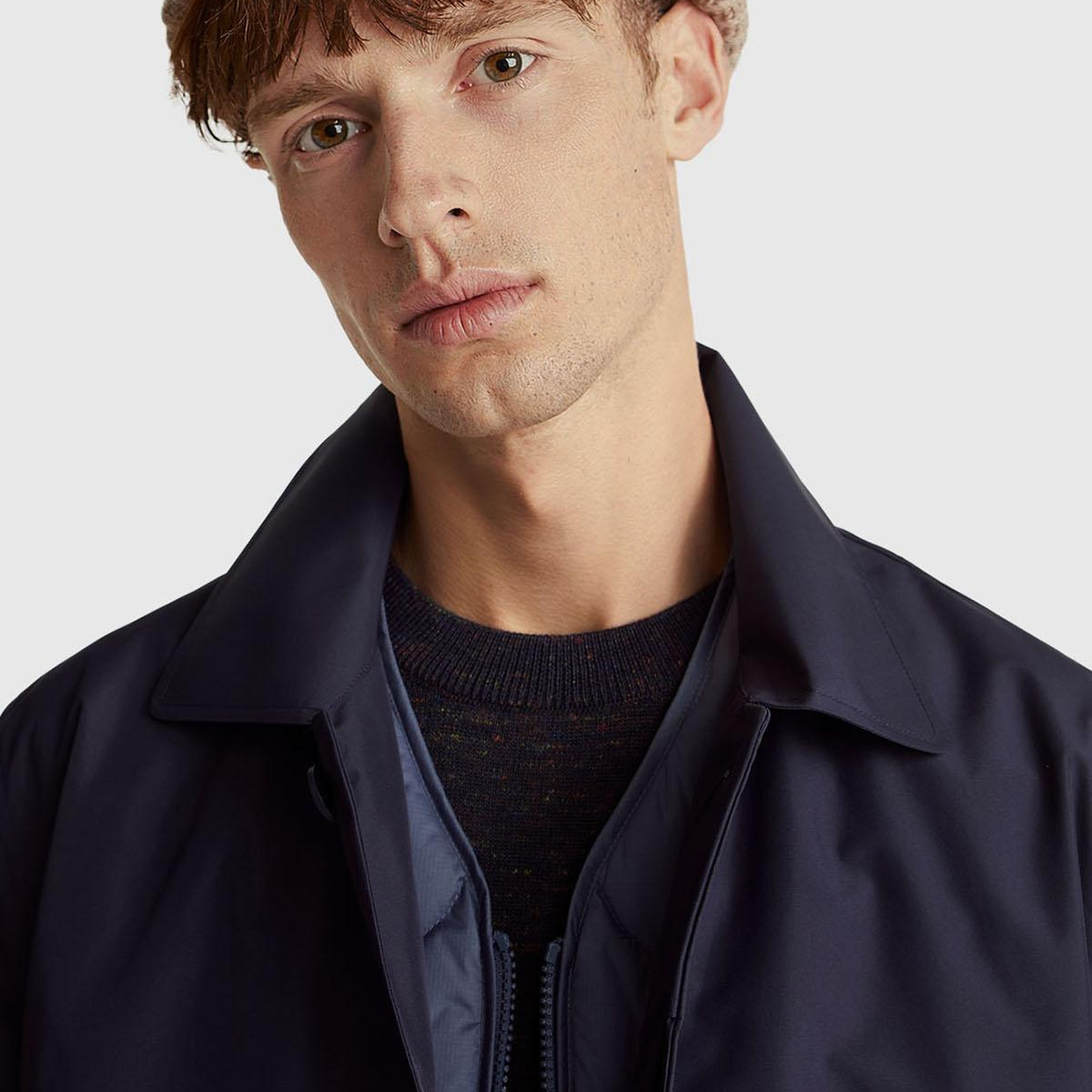 Erkek Lacivert Kolu Manşet Detaylı Yelekli Uzun Yağmurluk