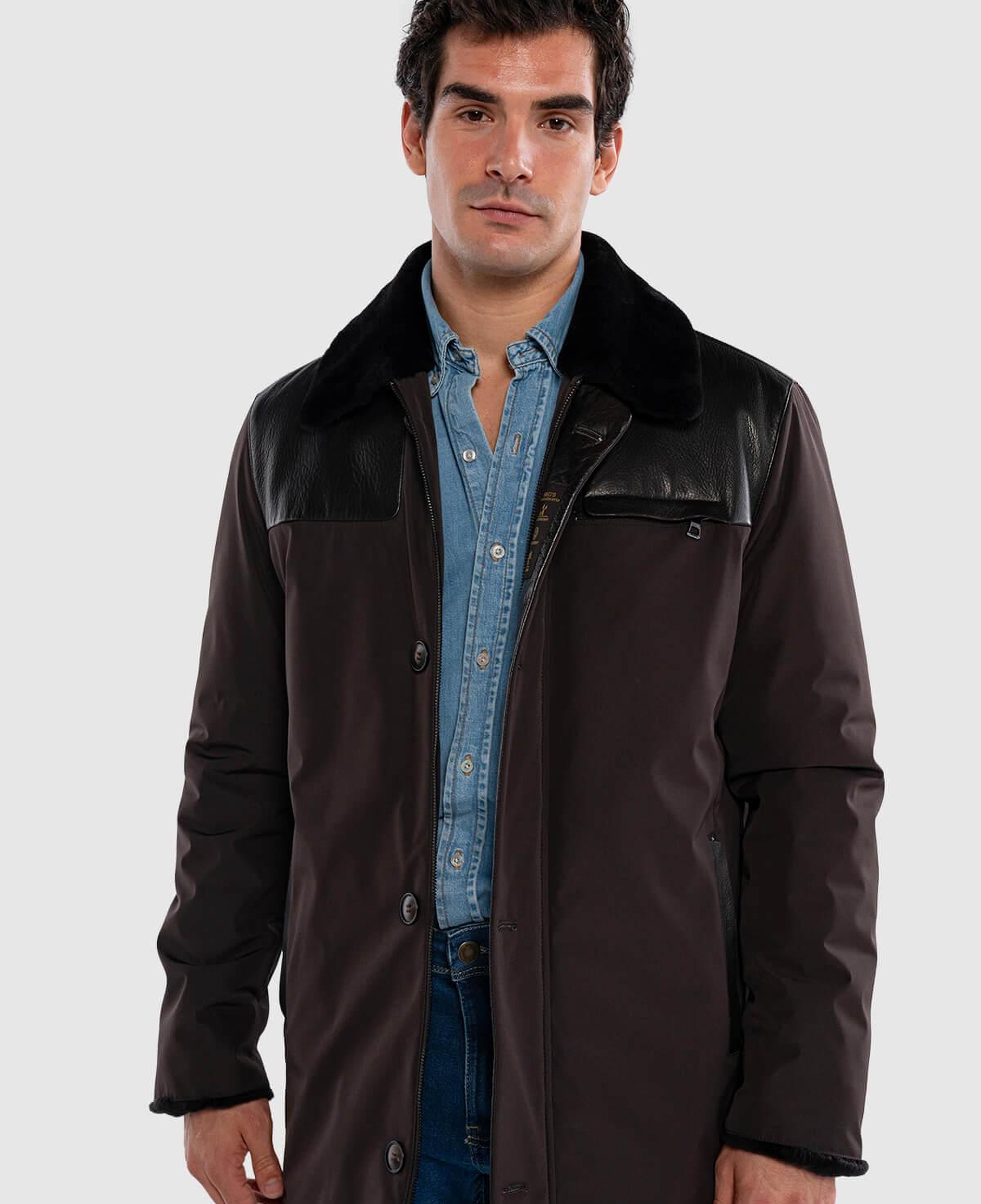 Tamer Tanca Erkek Tekstil & Deri Kahverengi Mont