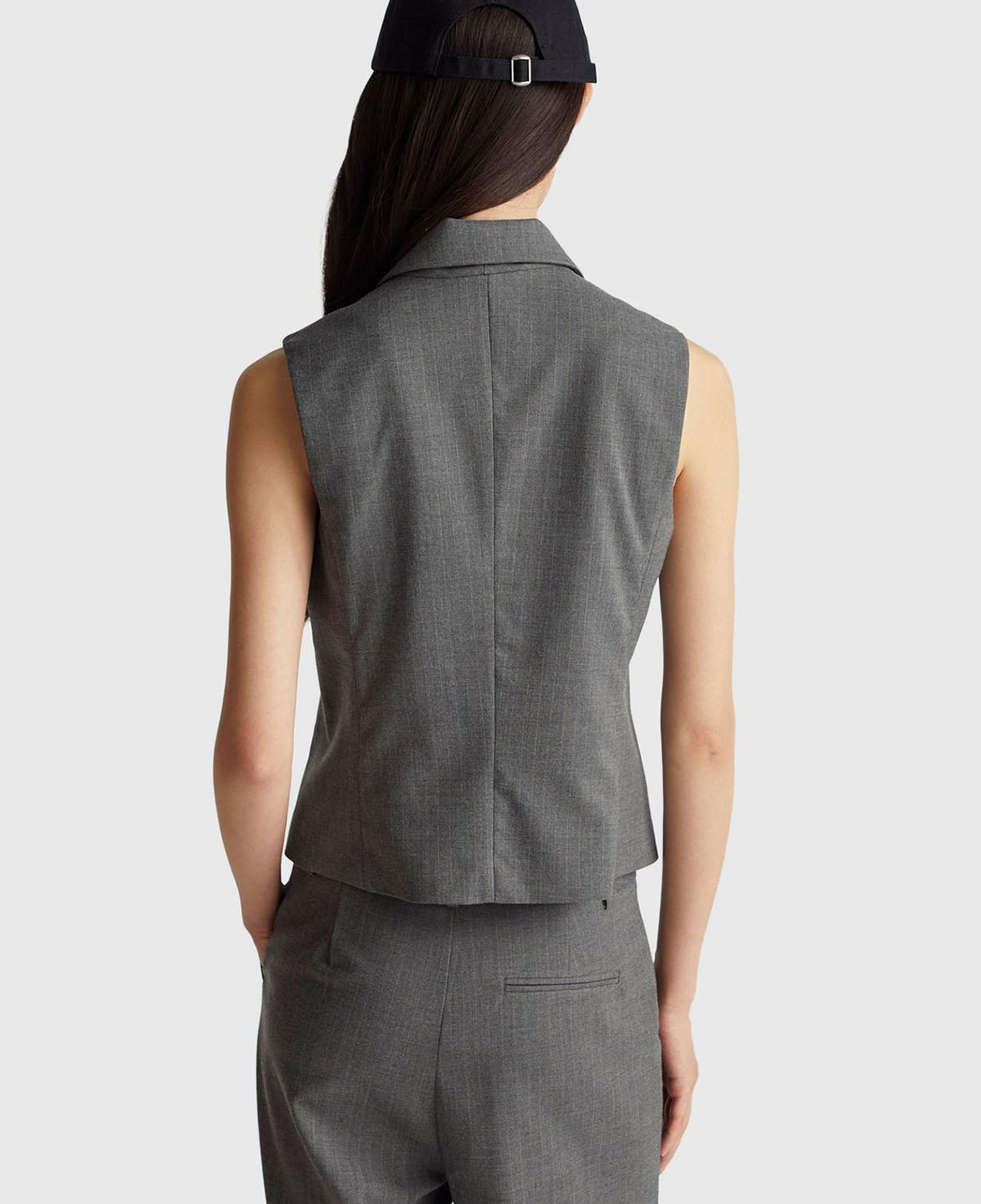 Kadın Haki Desenli Viskoz Karışımlı Düğmeli Kruvaze Yelek