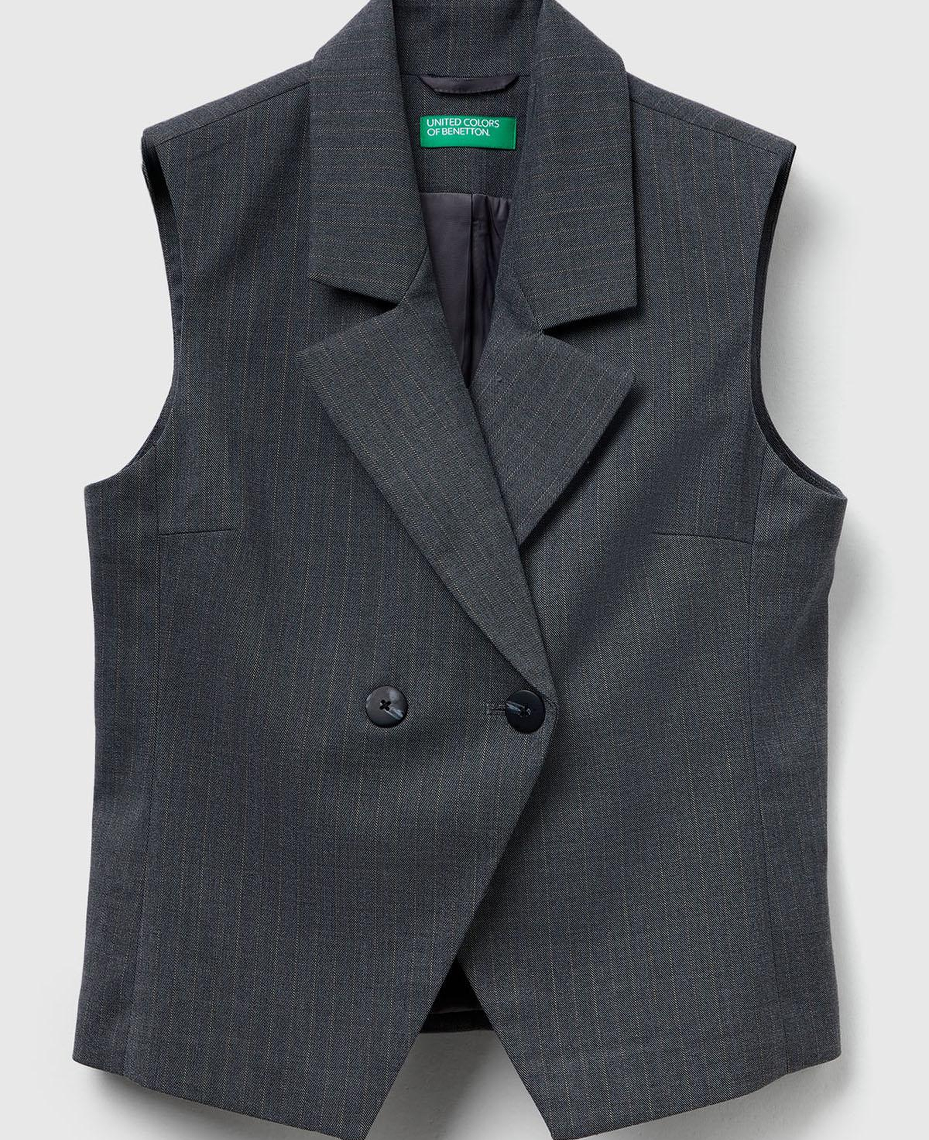 Kadın Haki Desenli Viskoz Karışımlı Düğmeli Kruvaze Yelek