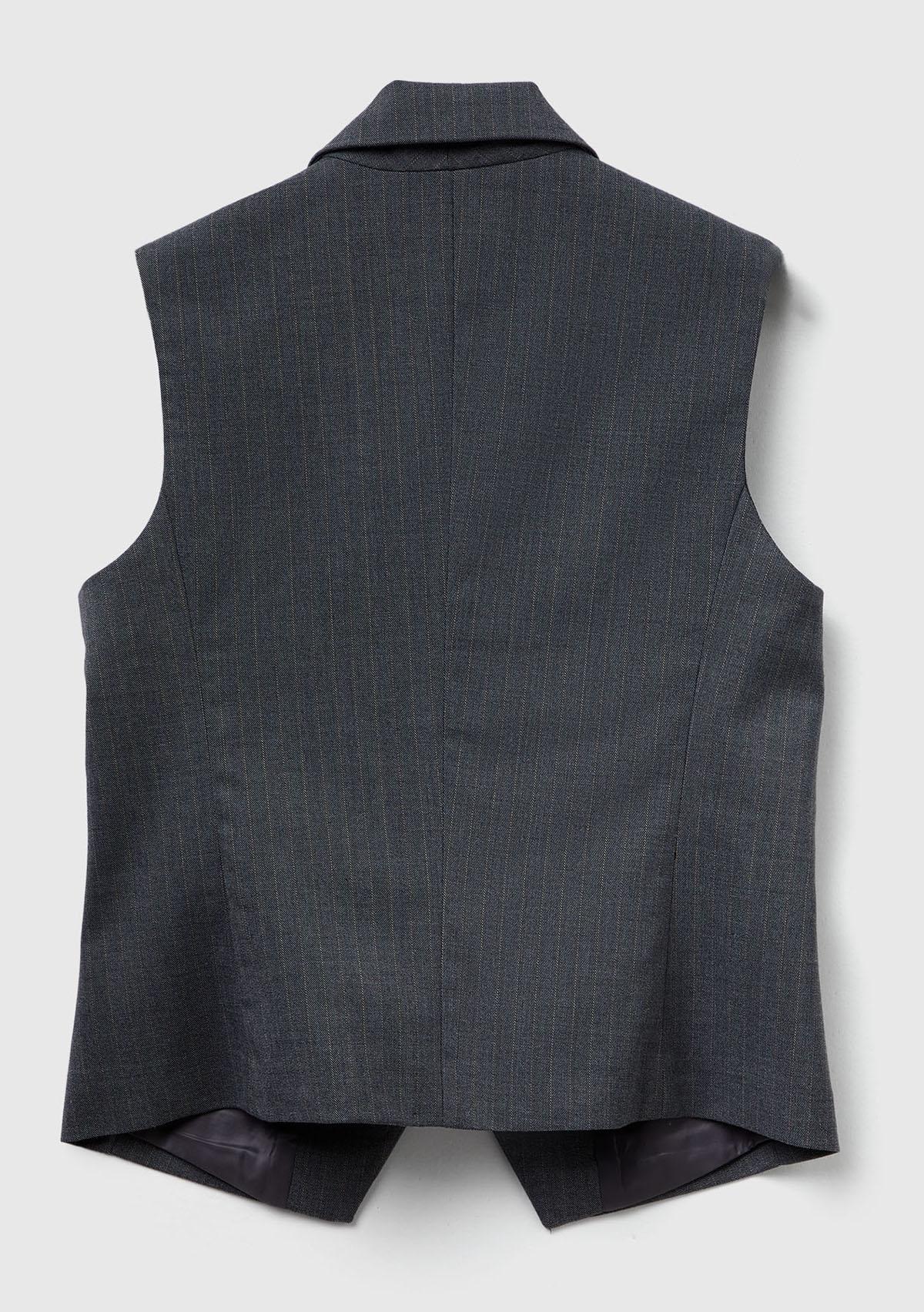 Kadın Haki Desenli Viskoz Karışımlı Düğmeli Kruvaze Yelek