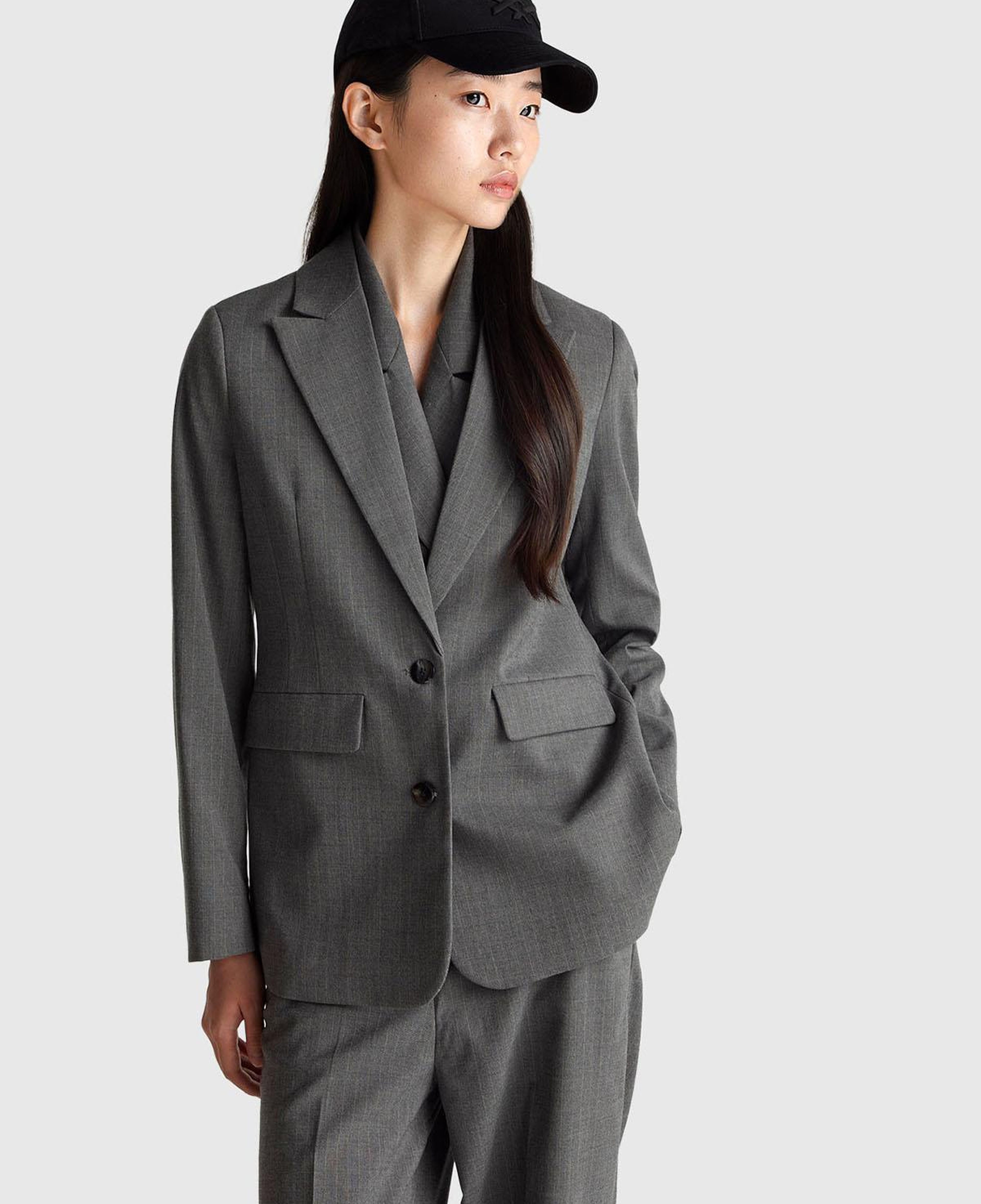 Kadın Taba Viskoz Karışımlı Çizgili Düğmeli Slim Fit Blazer Ceket