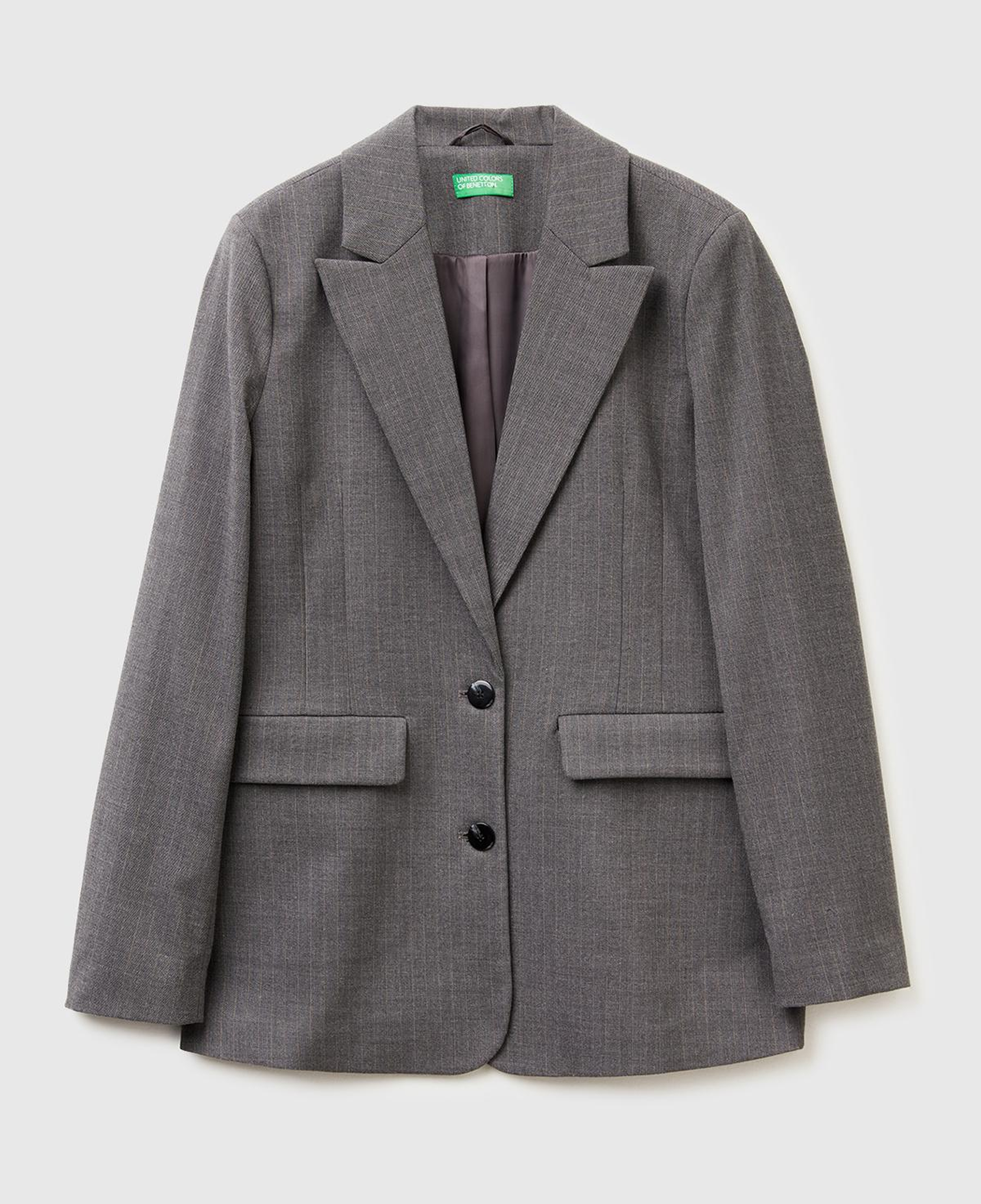 Kadın Taba Viskoz Karışımlı Çizgili Düğmeli Slim Fit Blazer Ceket