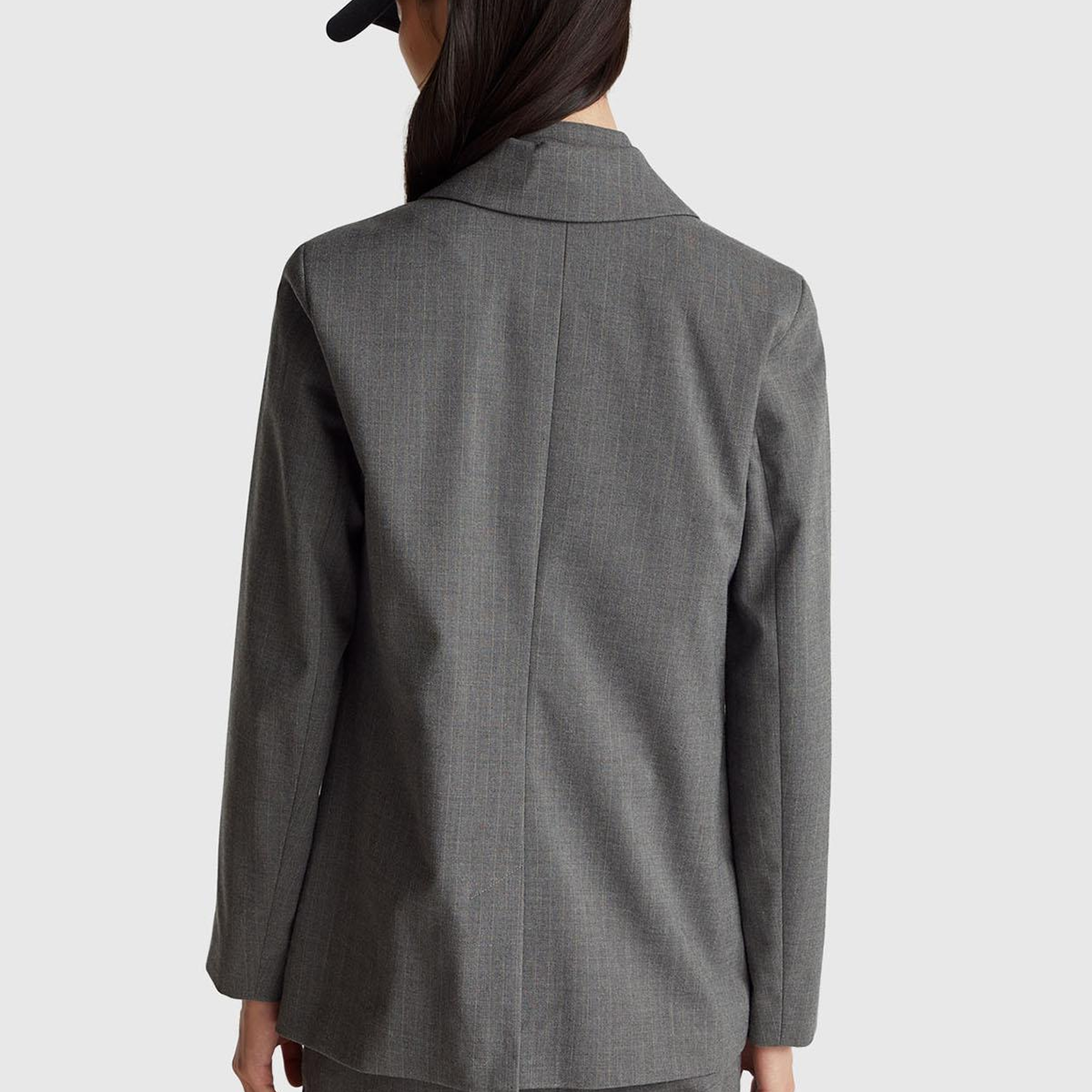 Kadın Taba Viskoz Karışımlı Çizgili Düğmeli Slim Fit Blazer Ceket