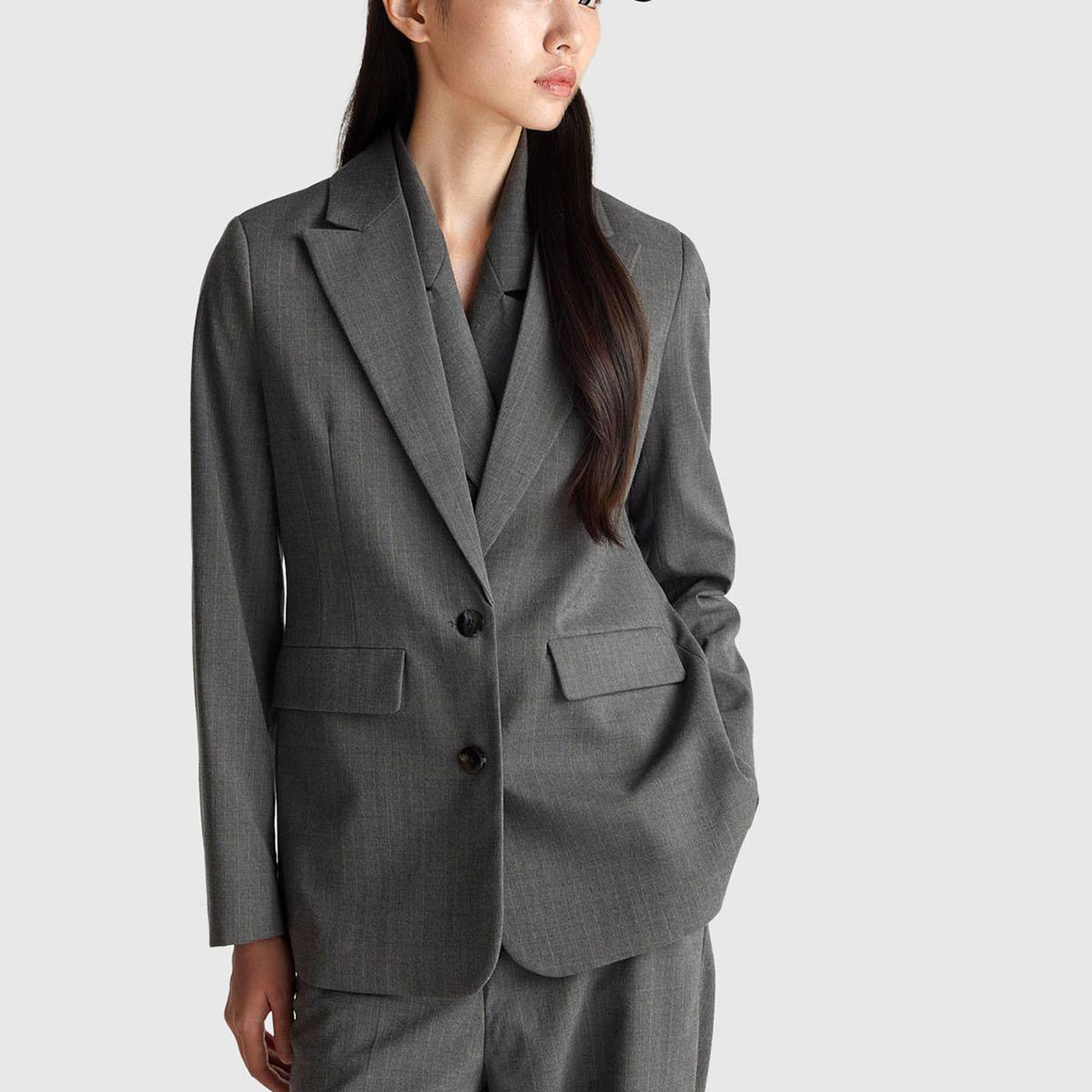 Kadın Taba Viskoz Karışımlı Çizgili Düğmeli Slim Fit Blazer Ceket