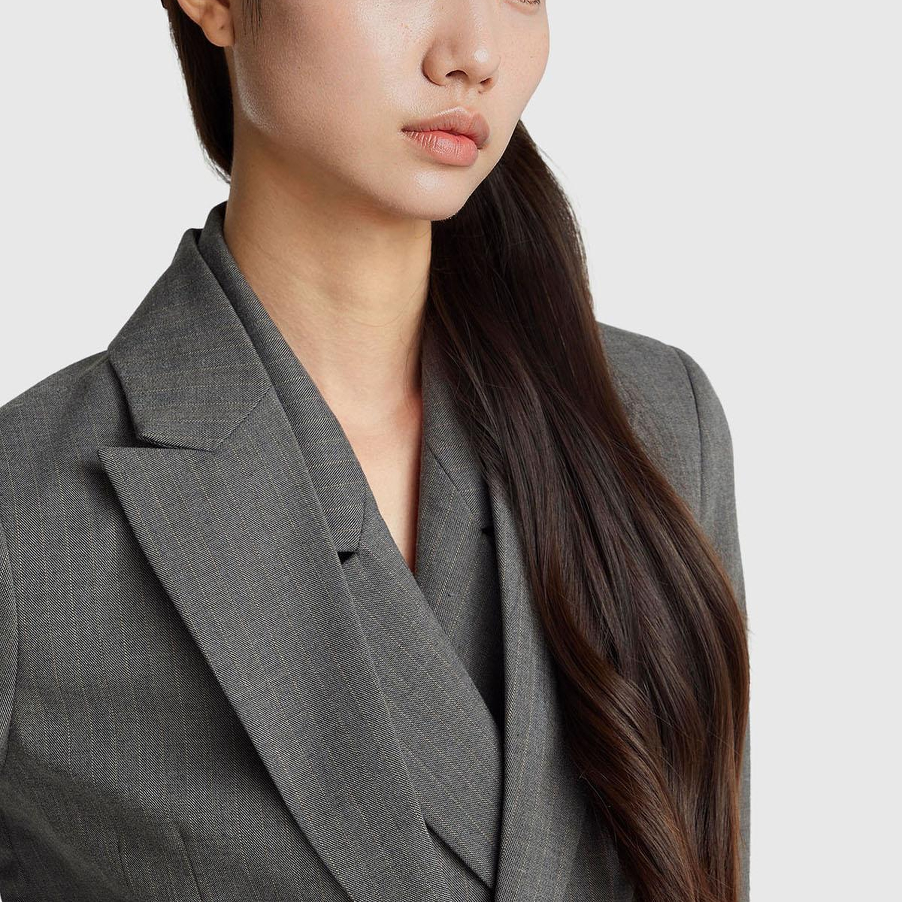 Kadın Taba Viskoz Karışımlı Çizgili Düğmeli Slim Fit Blazer Ceket