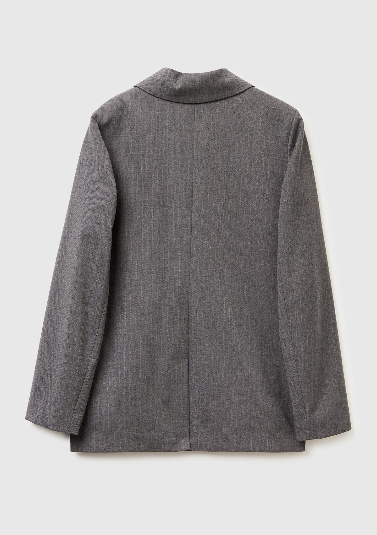 Kadın Taba Viskoz Karışımlı Çizgili Düğmeli Slim Fit Blazer Ceket