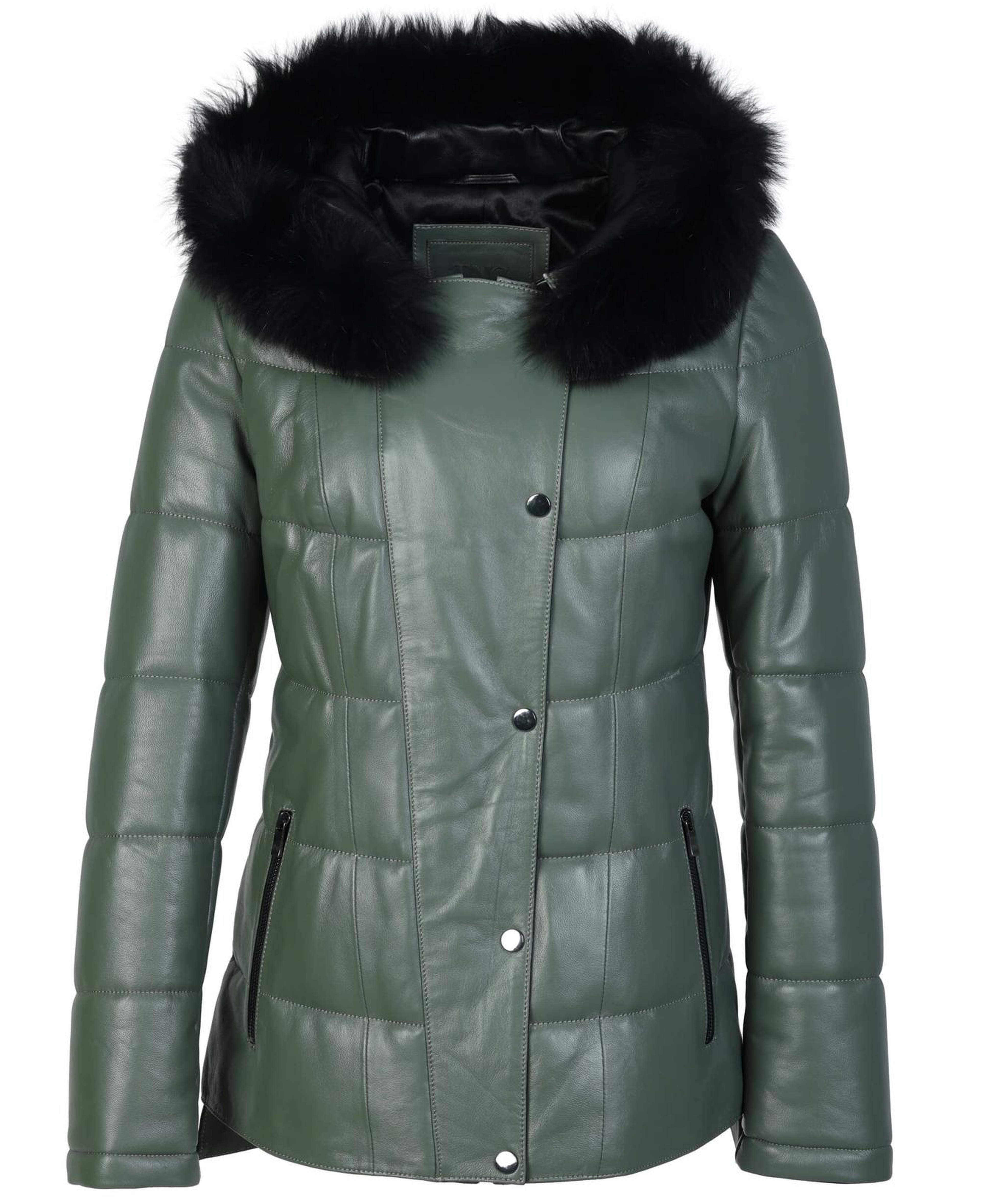 Tamer Tanca Kadın Hakiki Deri Su Yeşili Deri Mont