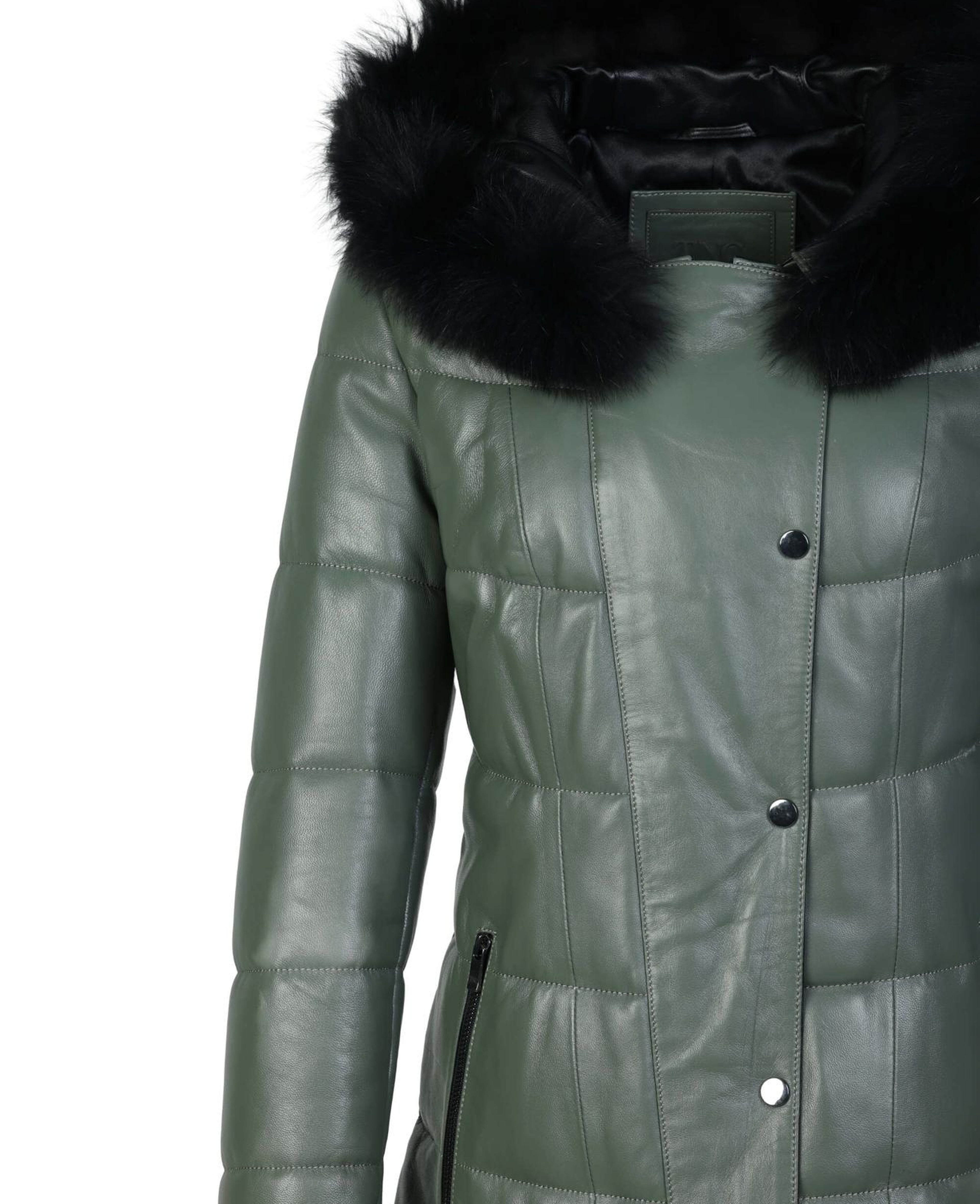 Tamer Tanca Kadın Hakiki Deri Su Yeşili Deri Mont